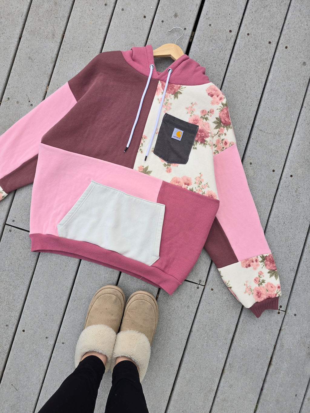Whimsical Rose Patchwork Hoodie (XL)