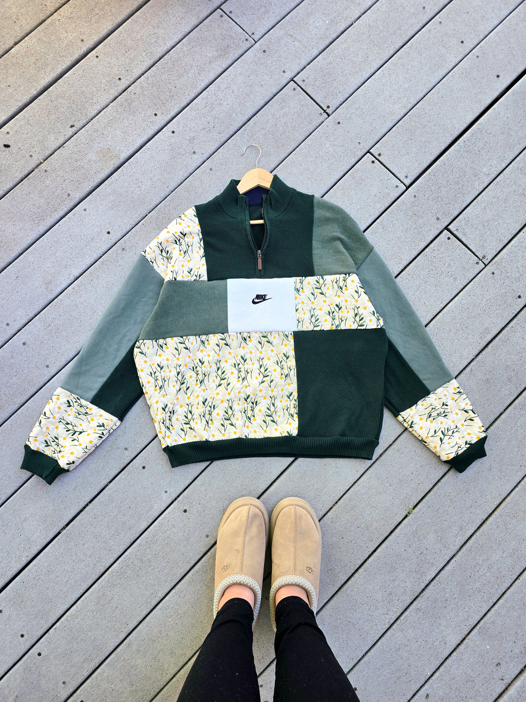 Forest Daisy Patchwork Quarter Zip (L/XL)