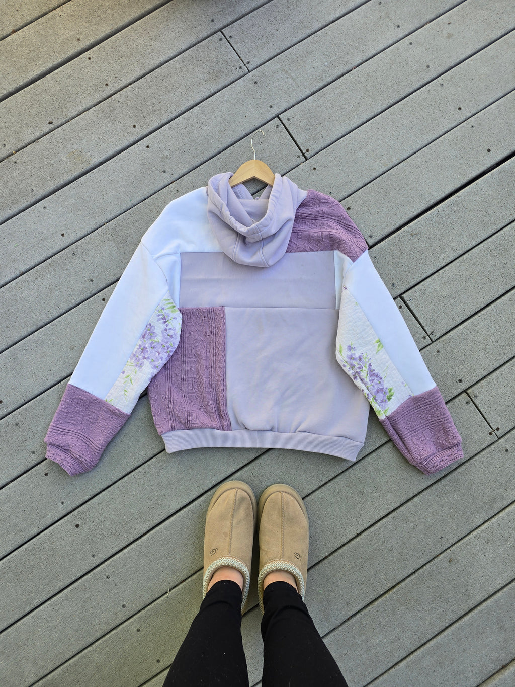 Lilac Blossom Patchwork Hoodie (L)