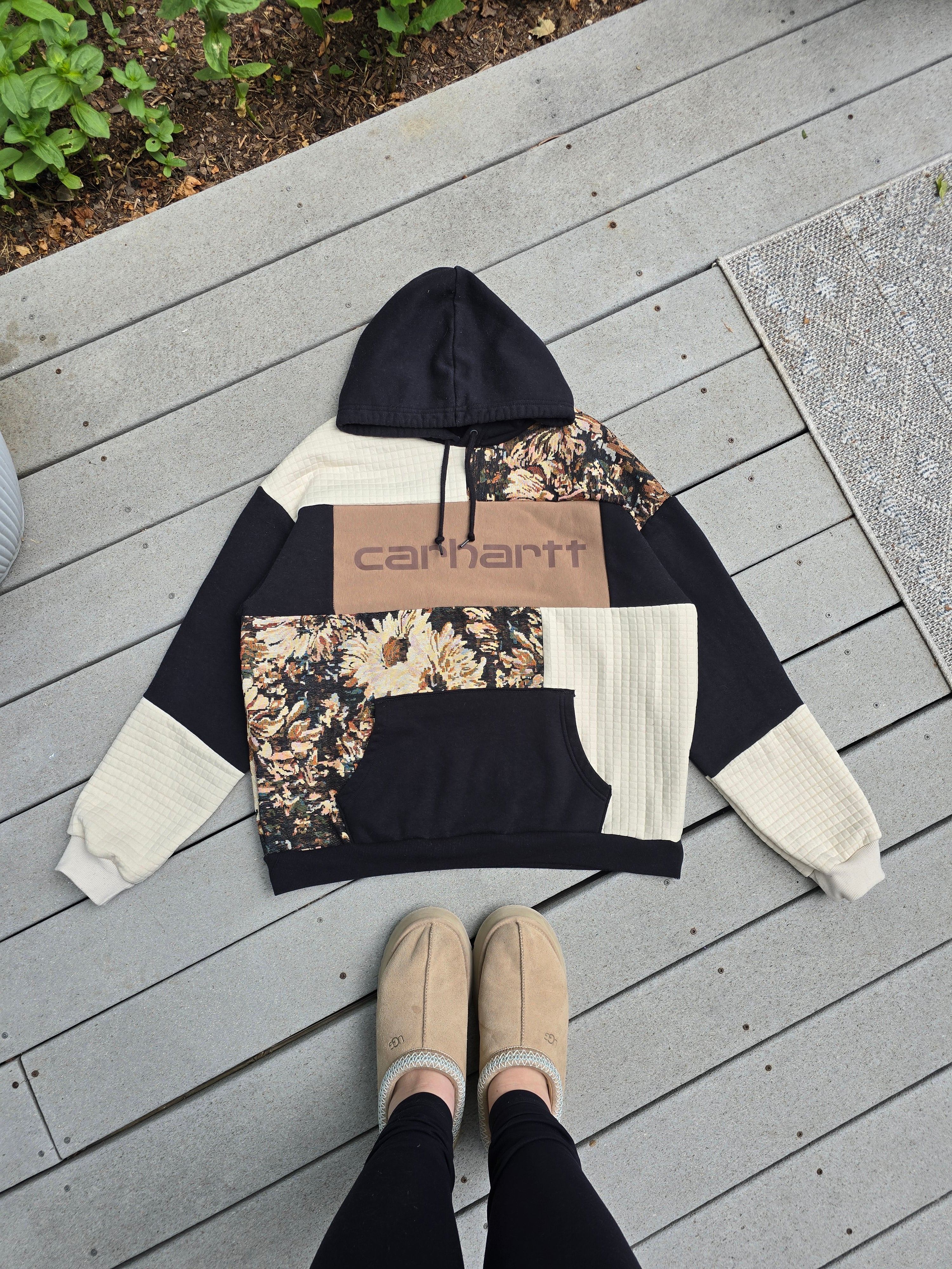 Rustic Bloom Patchwork Hoodie (XL)