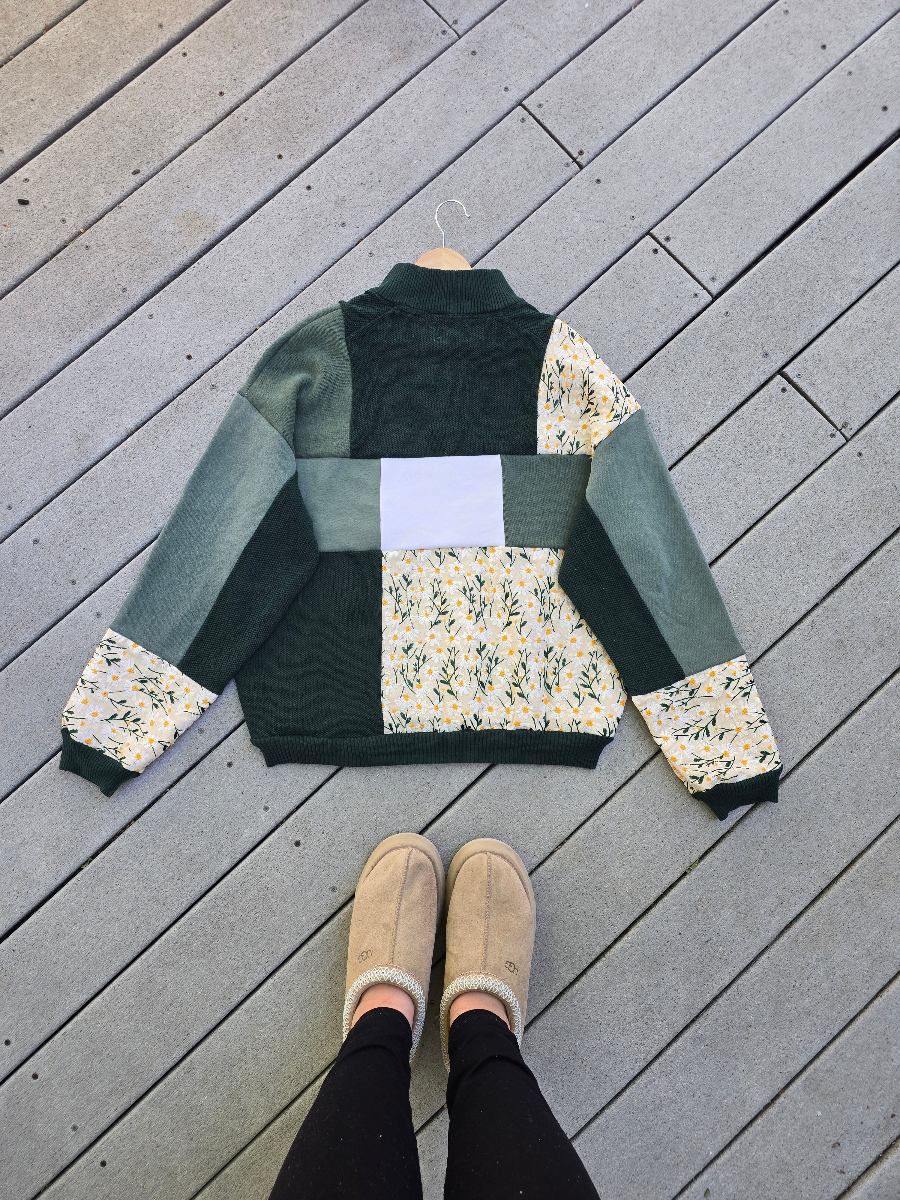 Forest Daisy Patchwork Quarter Zip (L/XL)