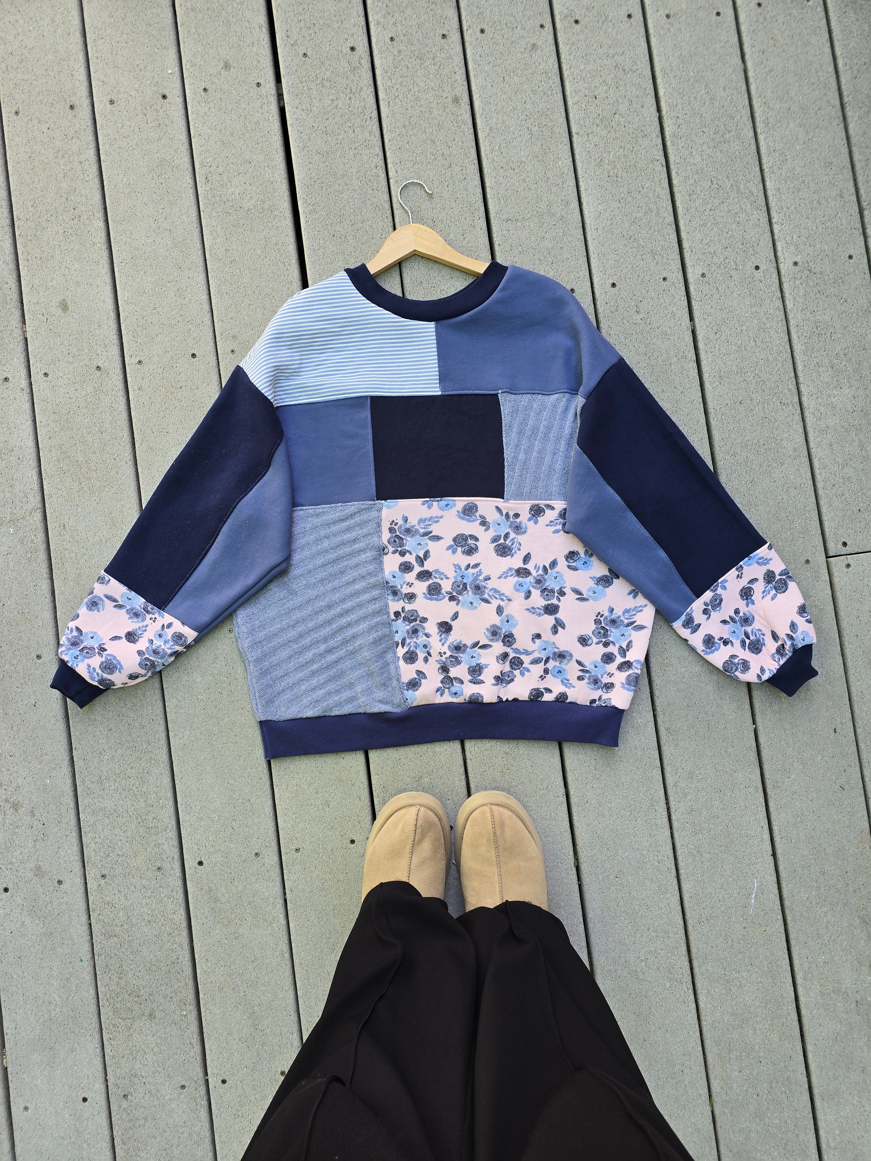 Twilight Bloom Patchwork Crewneck (XL)
