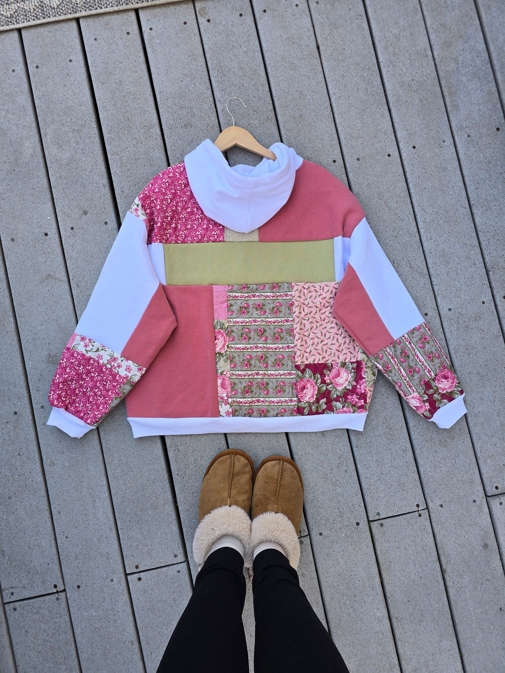 Strawberry Matcha Patchwork Hoodie (XL)