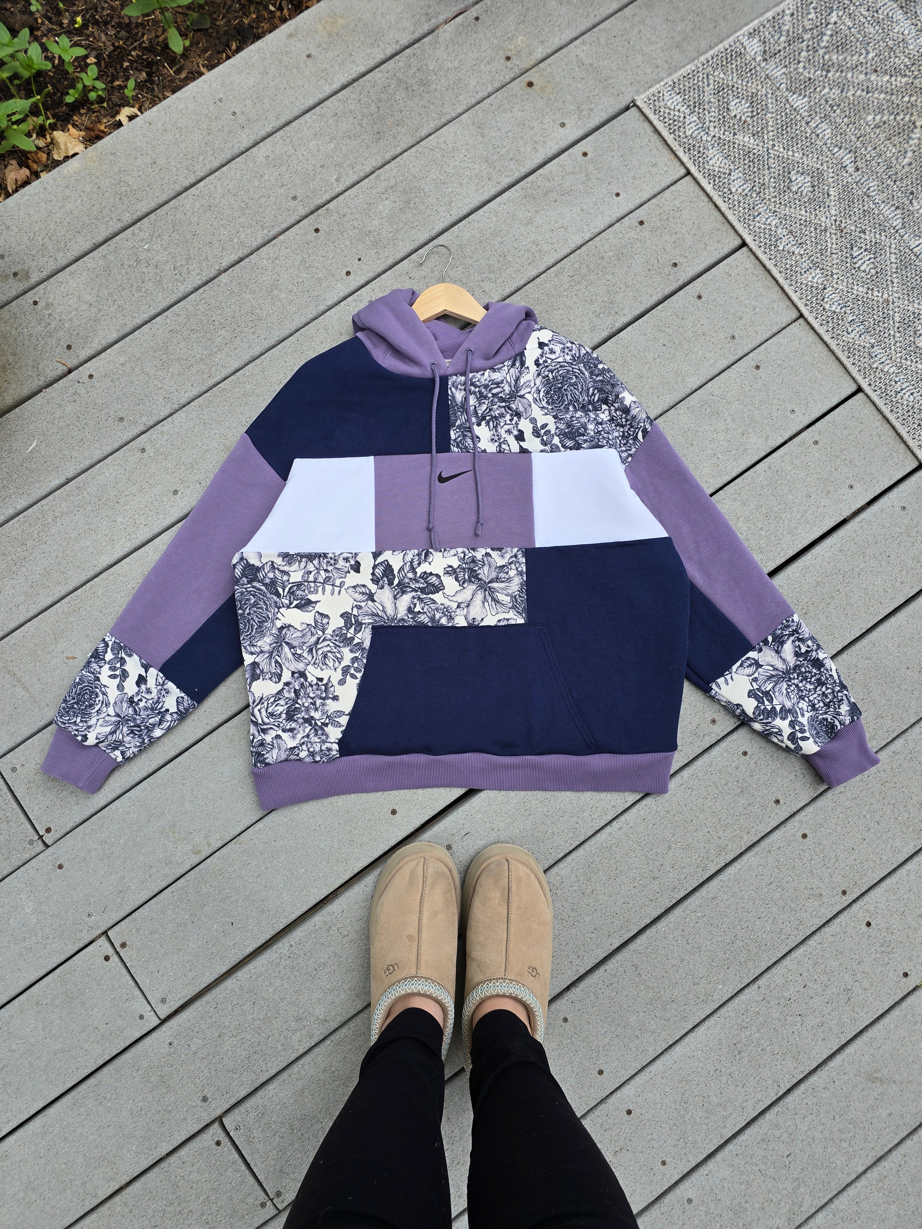 Lavender Rose Patchwork Hoodie  (XL)