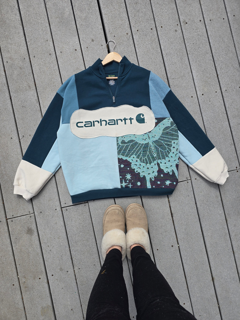Midnight Garden Butterfly Patchwork Quarter Zip (XL)