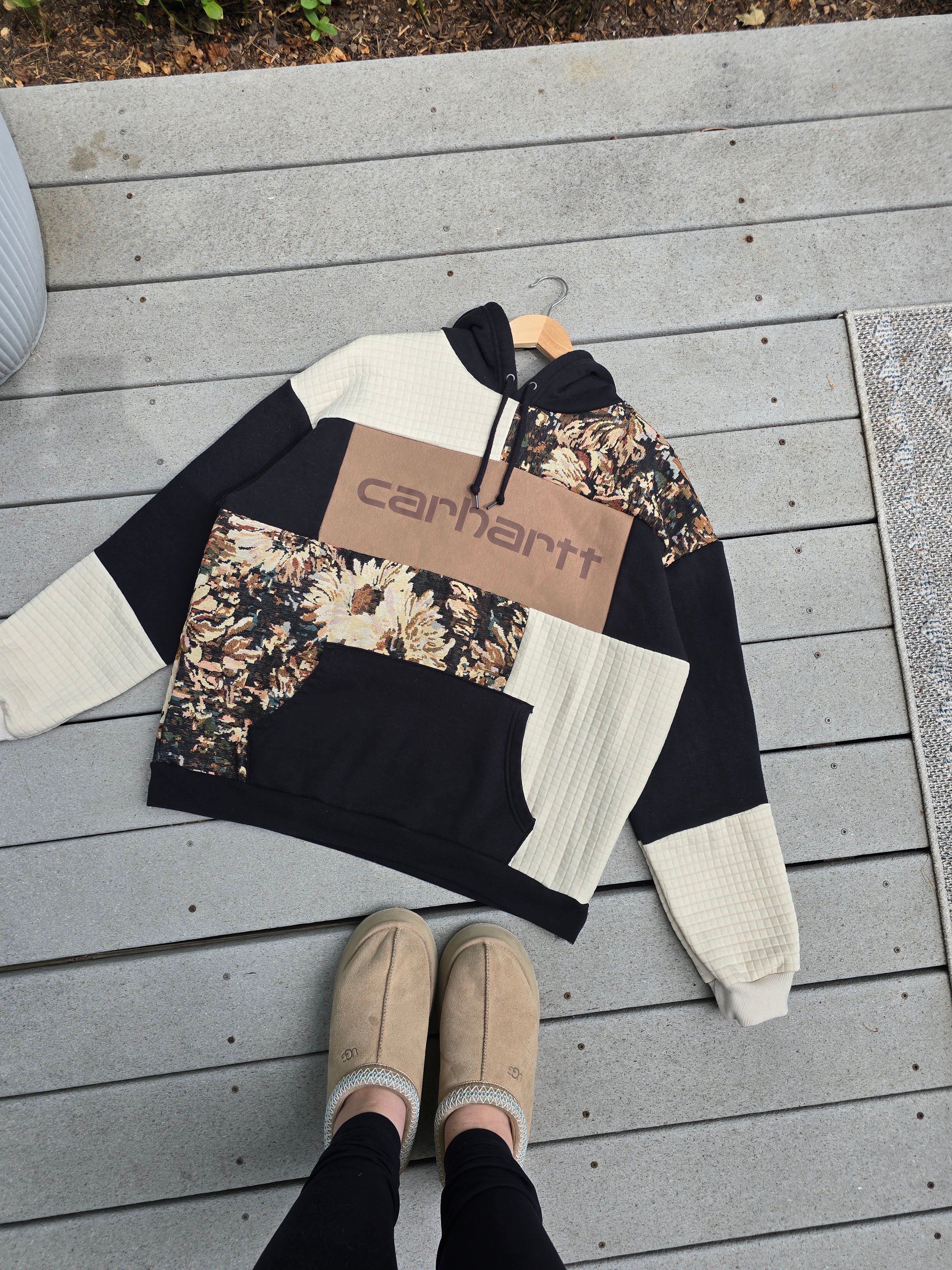 Rustic Bloom Patchwork Hoodie (XL)