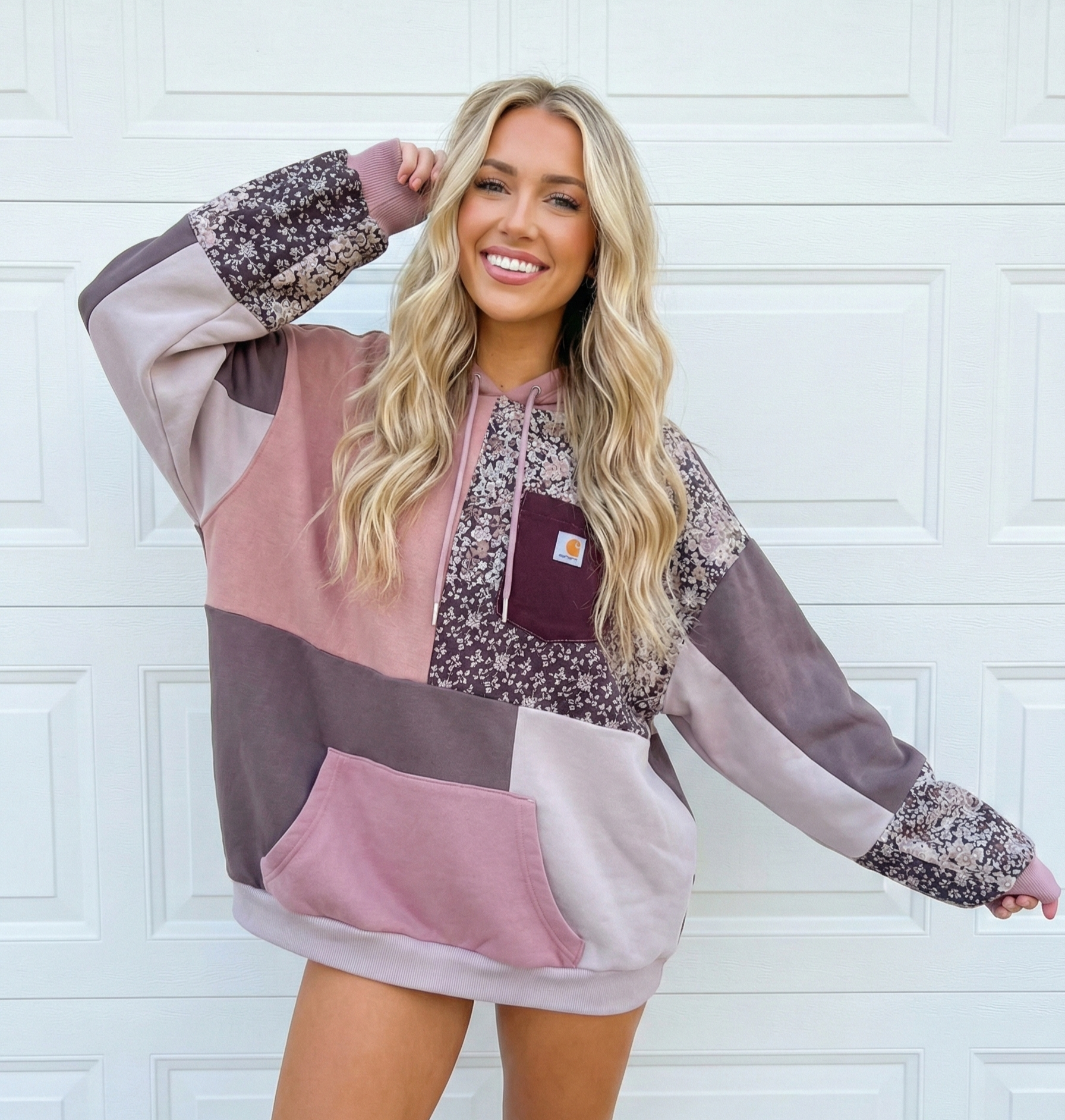 Purple Blossom Patchwork Hoodie (XL)