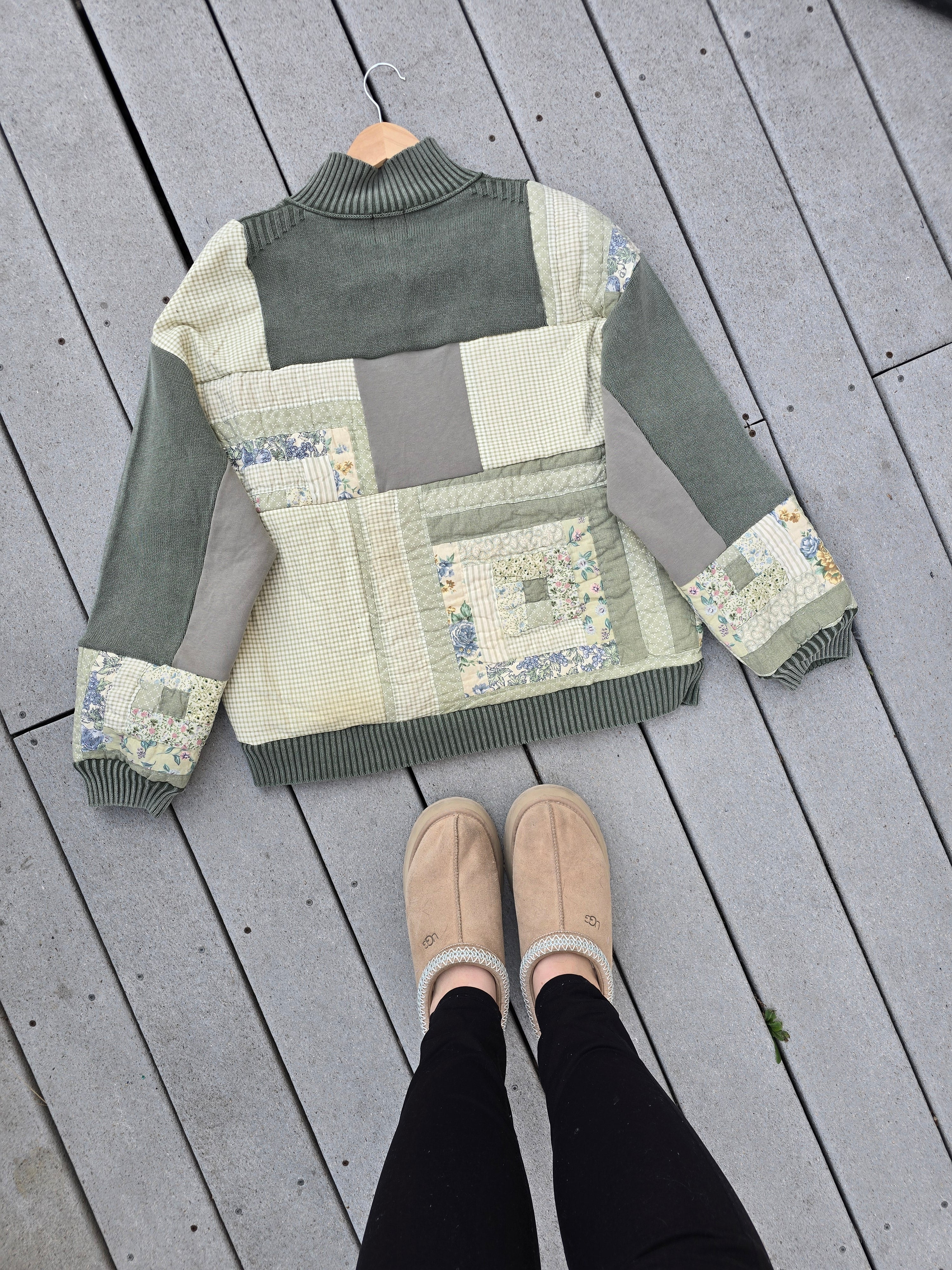 Sage & Wildflowers Patchwork Quarter Zip (XL)