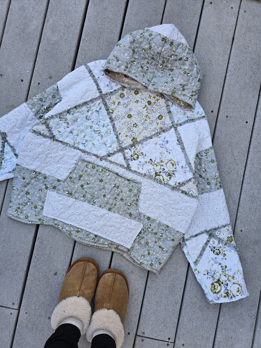 Sage & Wildflowers Quilted Hoodie (XL)