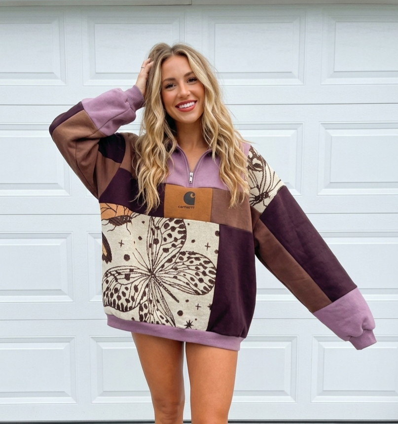 Butterfly Garden Patchwork Quarter Zip (XL)