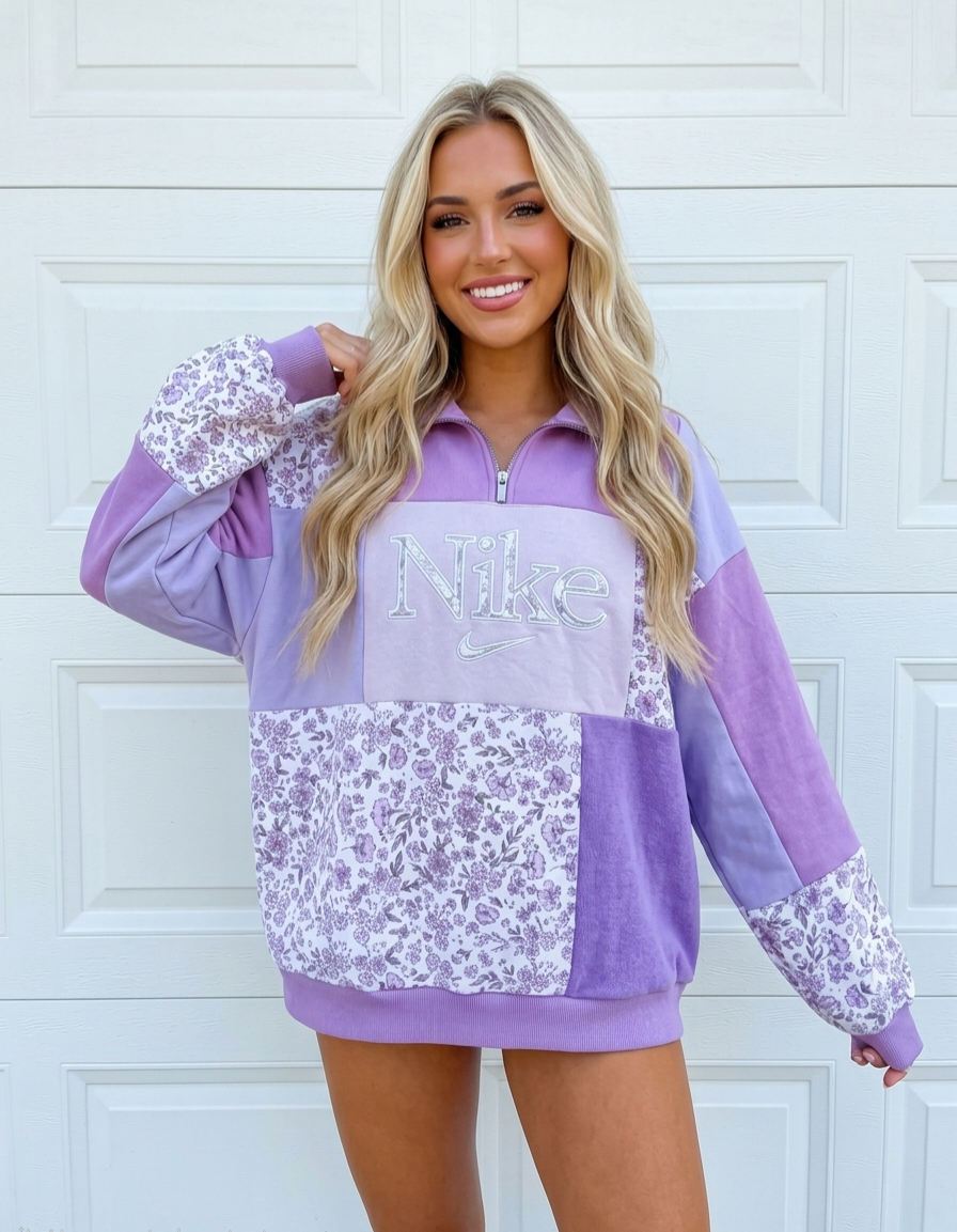 Lavender Haze Patchwork Hoodie (L)