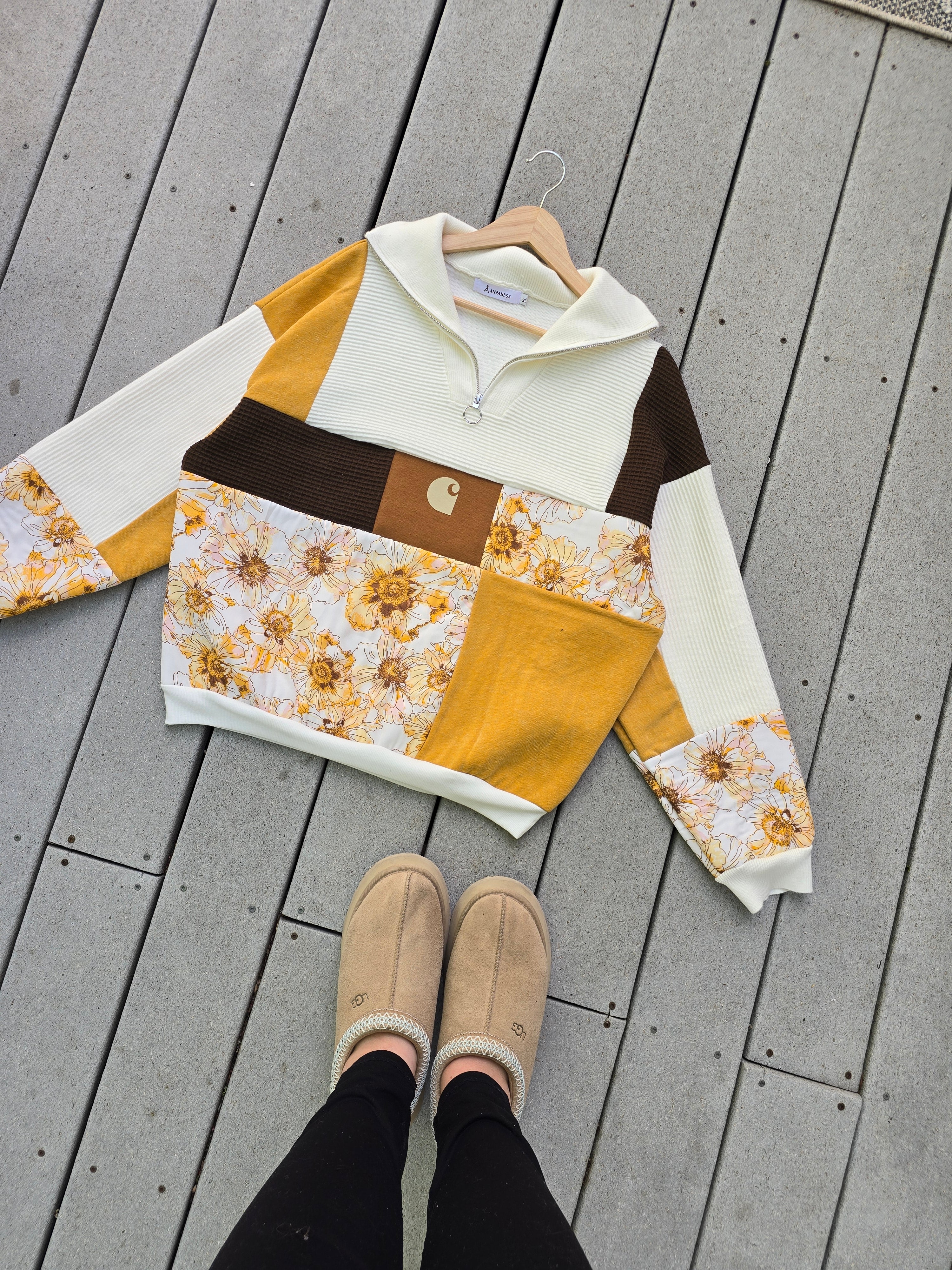 Golden Hour Patchwork Quarter Zip (L)
