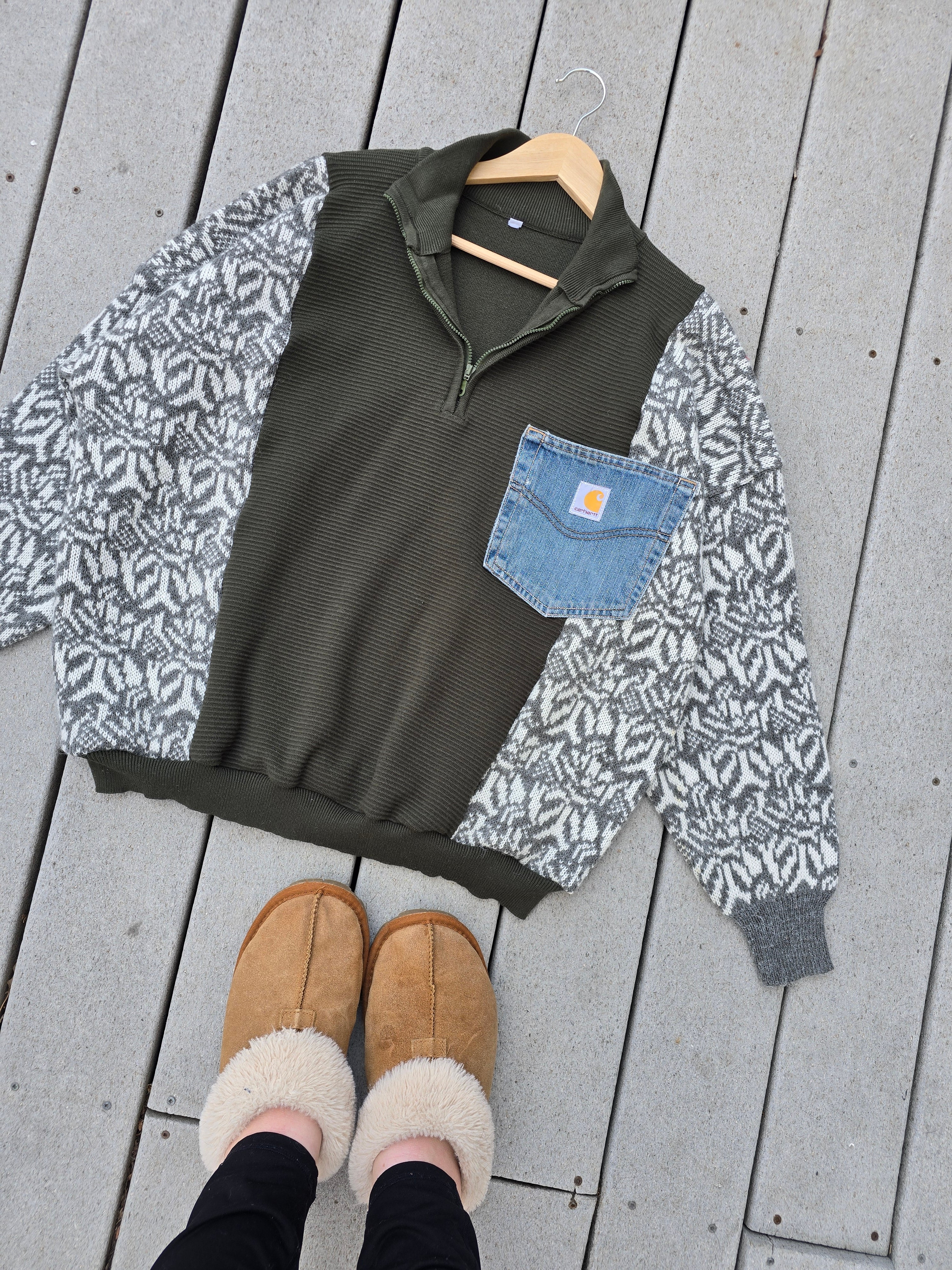 Olive Green Denim Pocket Rework (XL)