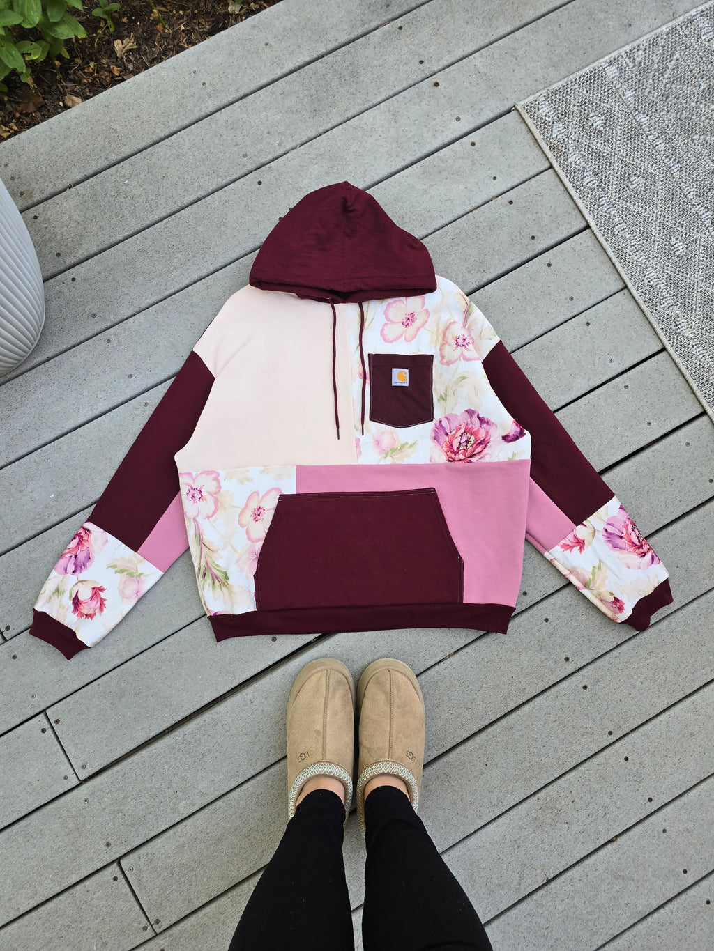 Wine & Wildflowers Patchwork Hoodie ✨️ (XL)