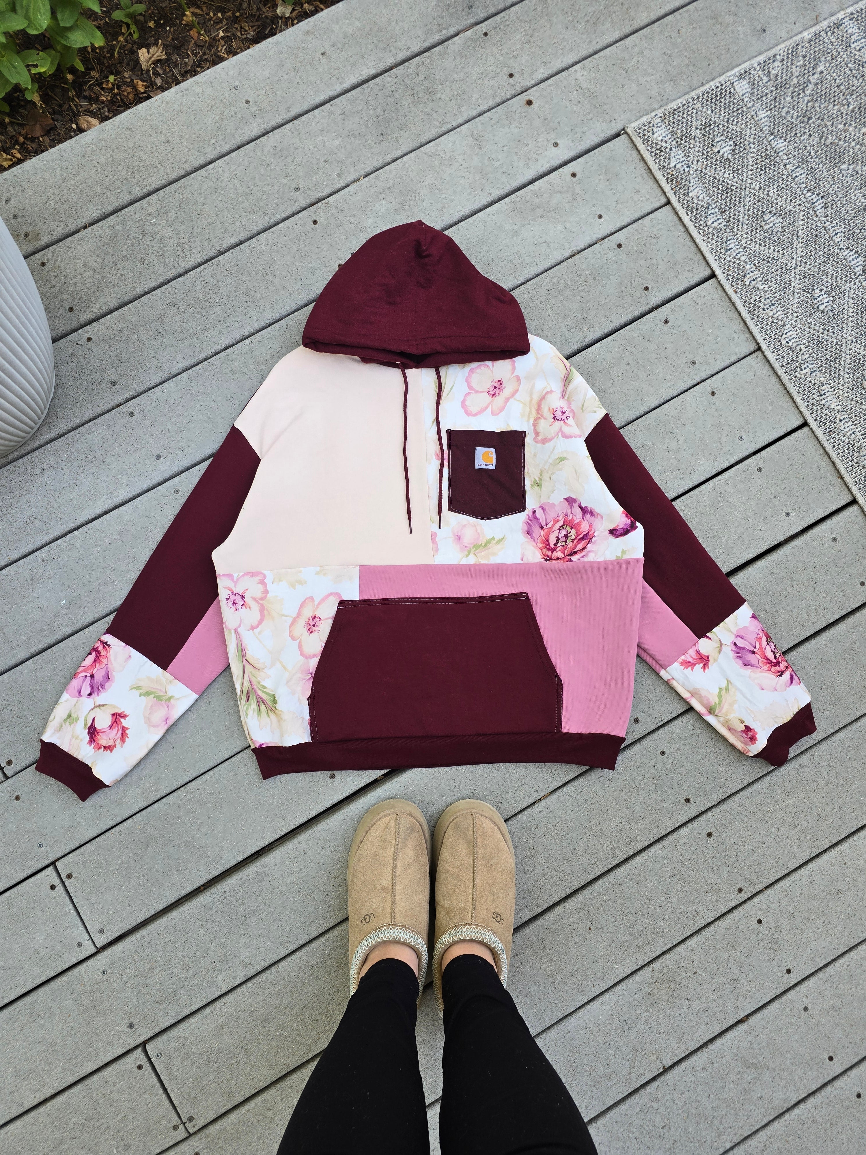 Wine & Wildflowers Patchwork Hoodie ✨️ (XL)