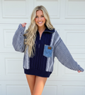 Navy Denim Pocket Quarter Zip (L)