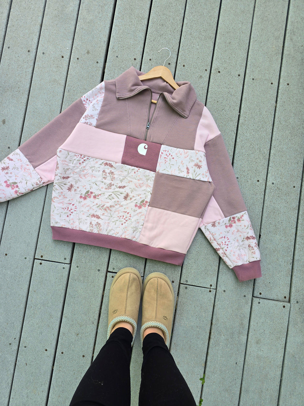 Blush Blossom Patchwork Quarter Zip (L)