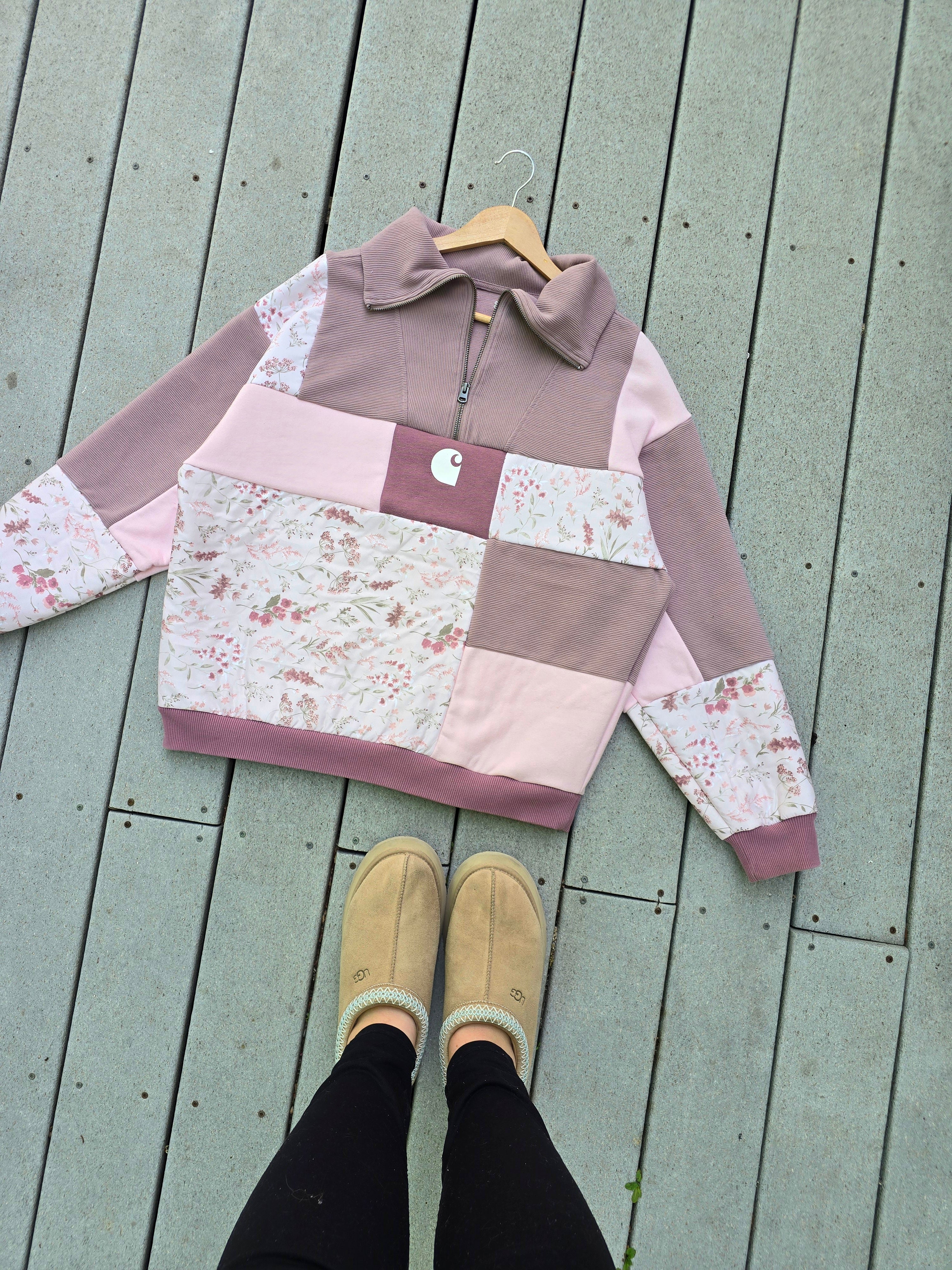 Blush Blossom Patchwork Quarter Zip (L)