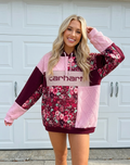 Burgundy Rose Patchwork Hoodie (XL)