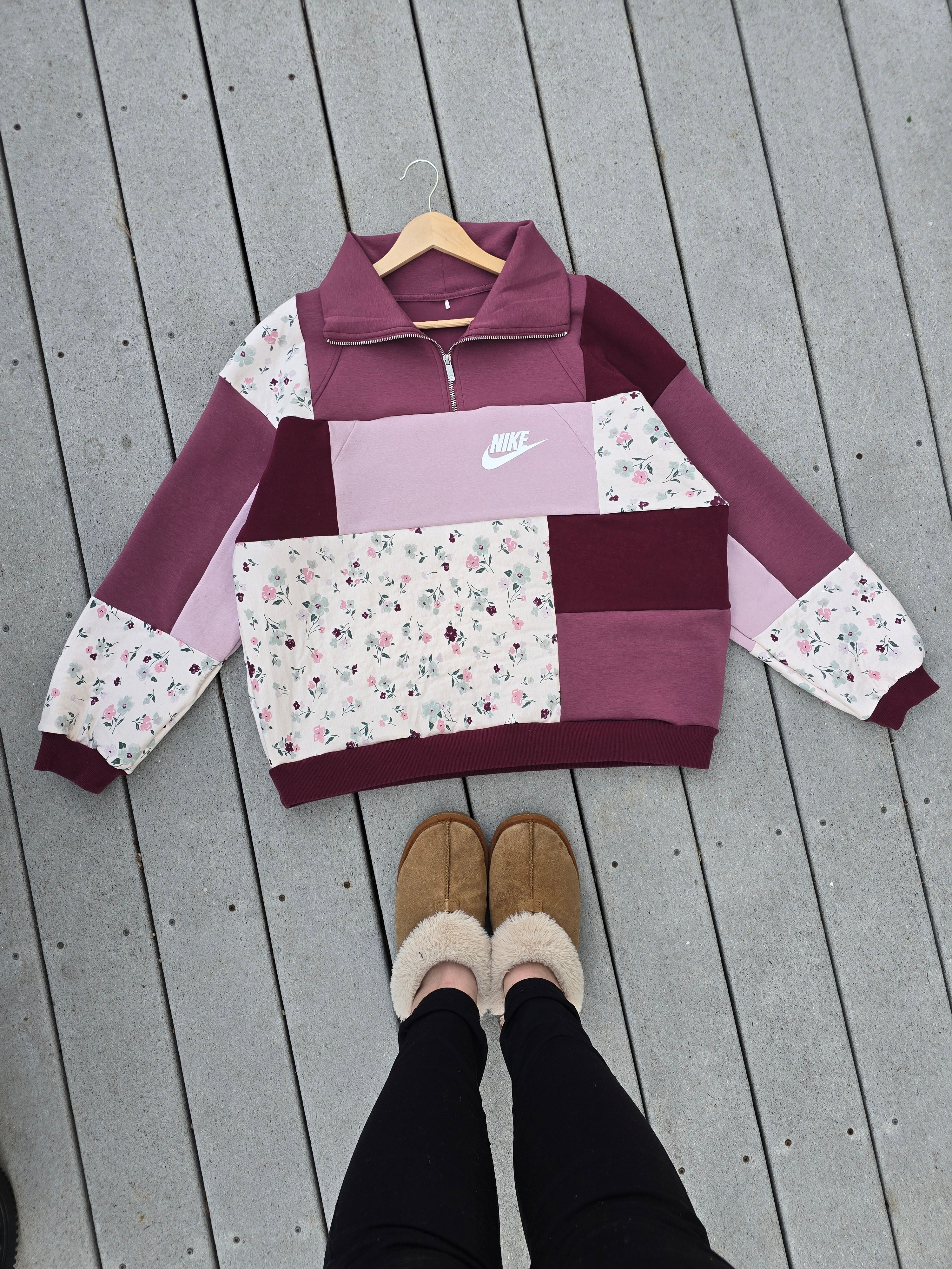 Wine & Wildflowers Patchwork Quarter Zip (XL)