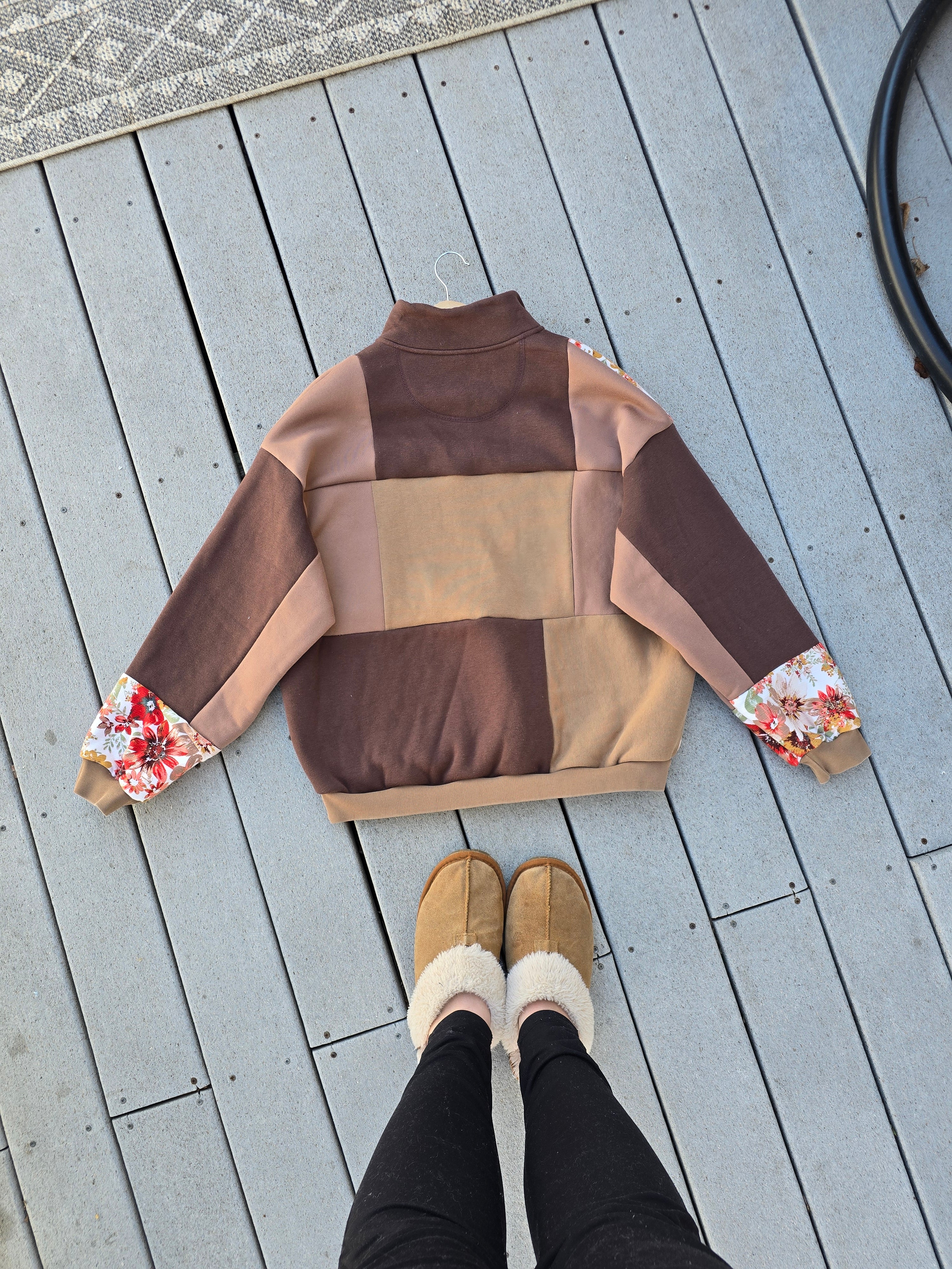 Woodland Daisy Patchwork Hoodie (L)