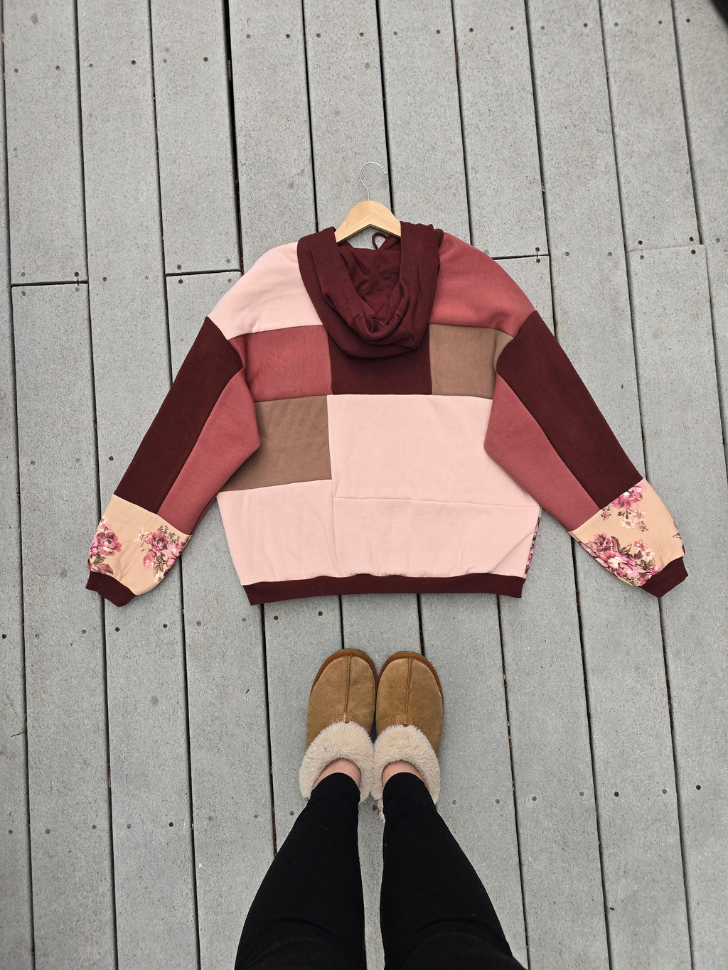 Mauve Meadows Patchwork Hoodie (L)