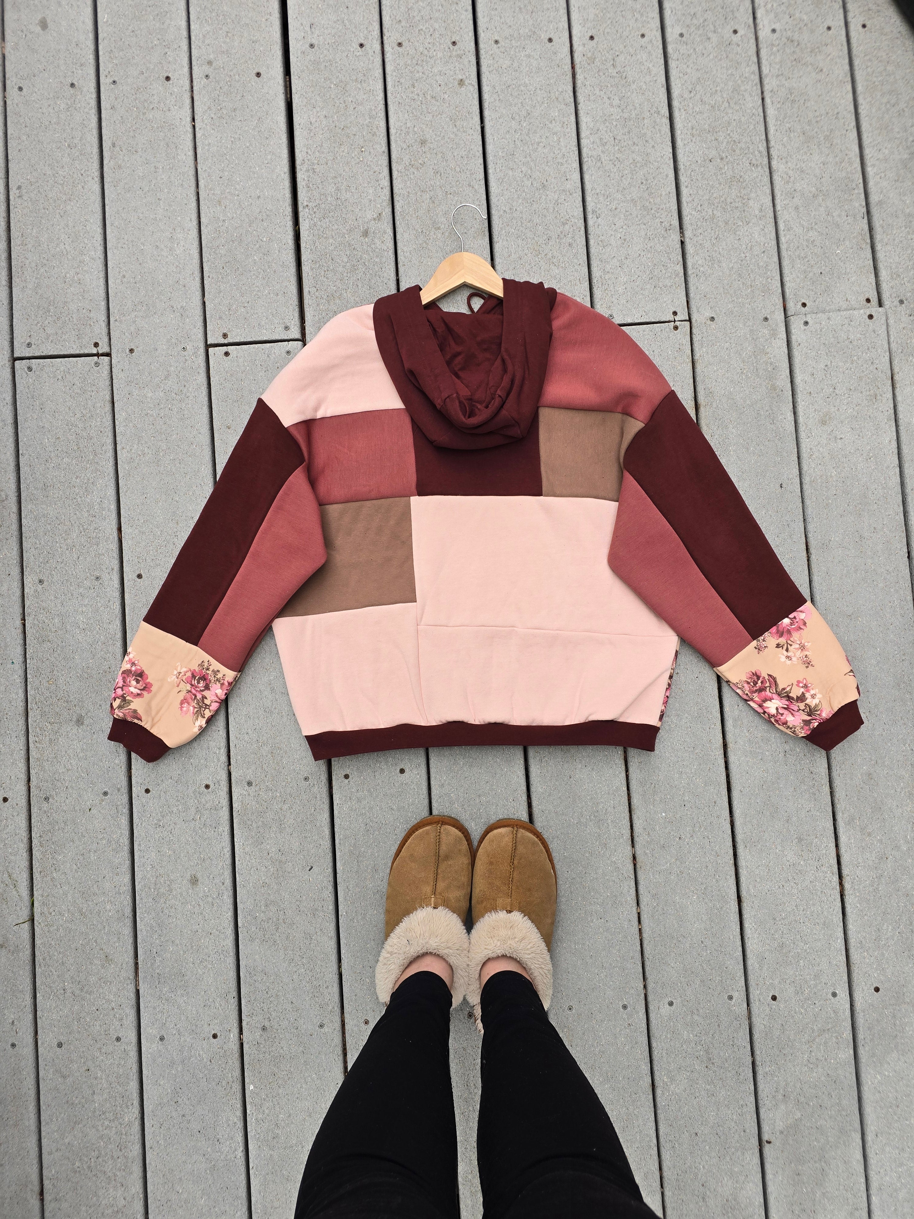 Mauve Meadows Patchwork Hoodie (L)