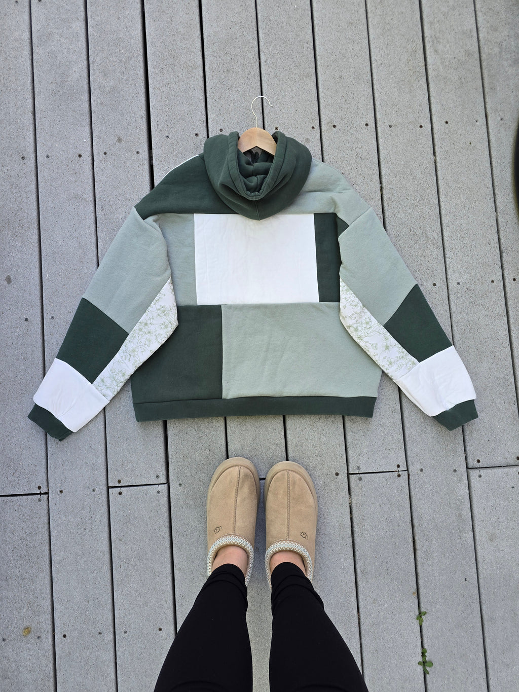 Sage & Wildflowers Patchwork Hoodie (L/XL)