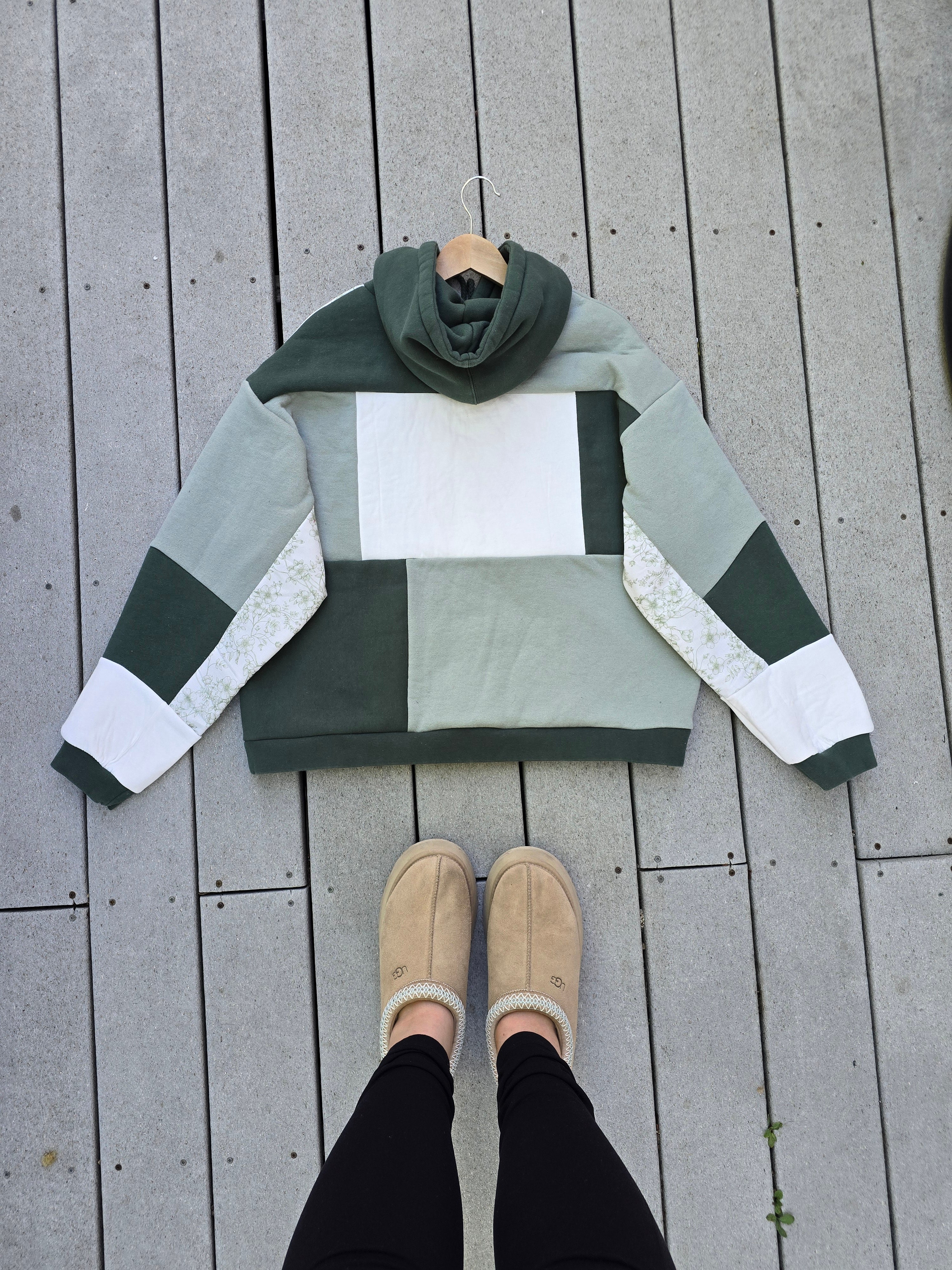 Sage & Wildflowers Patchwork Hoodie (L/XL)