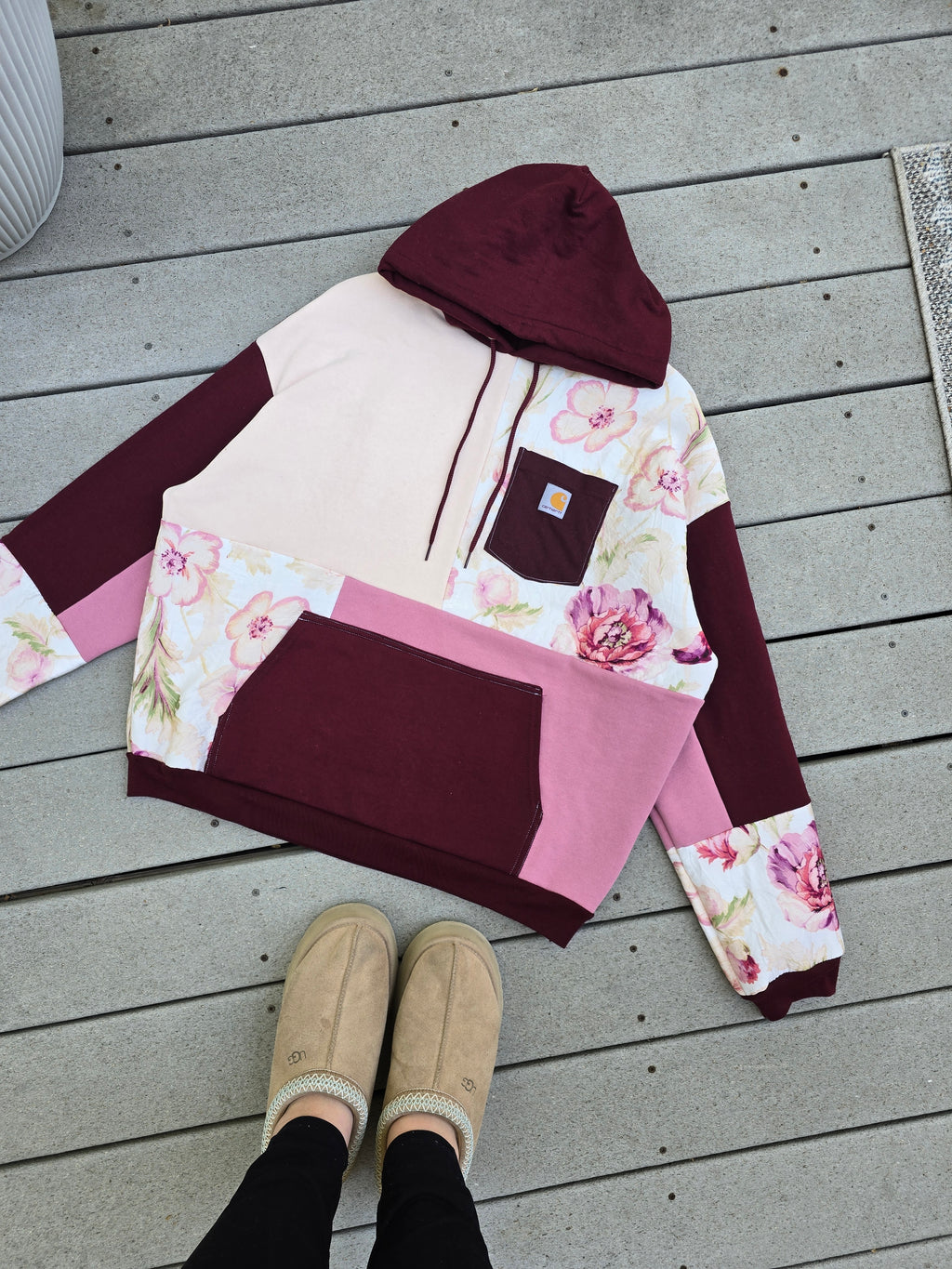 Wine & Wildflowers Patchwork Hoodie ✨️ (XL)
