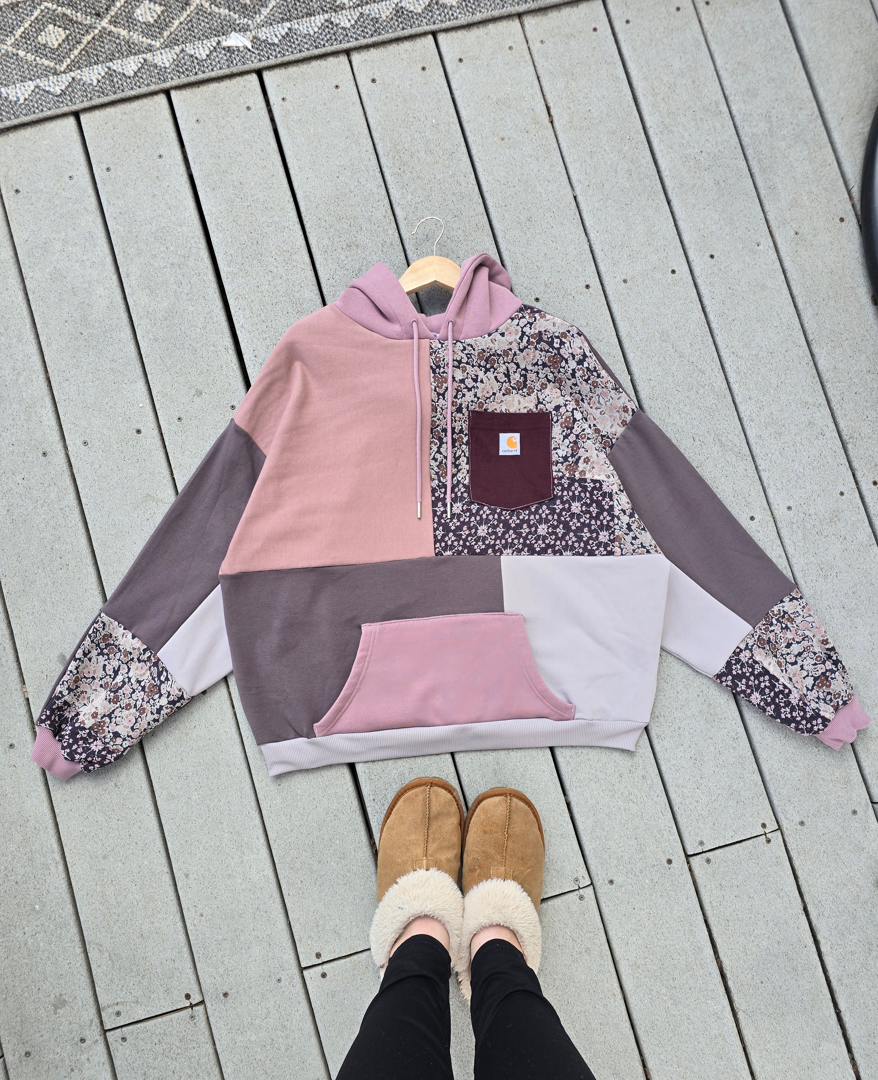 Purple Blossom Patchwork Hoodie (XL)