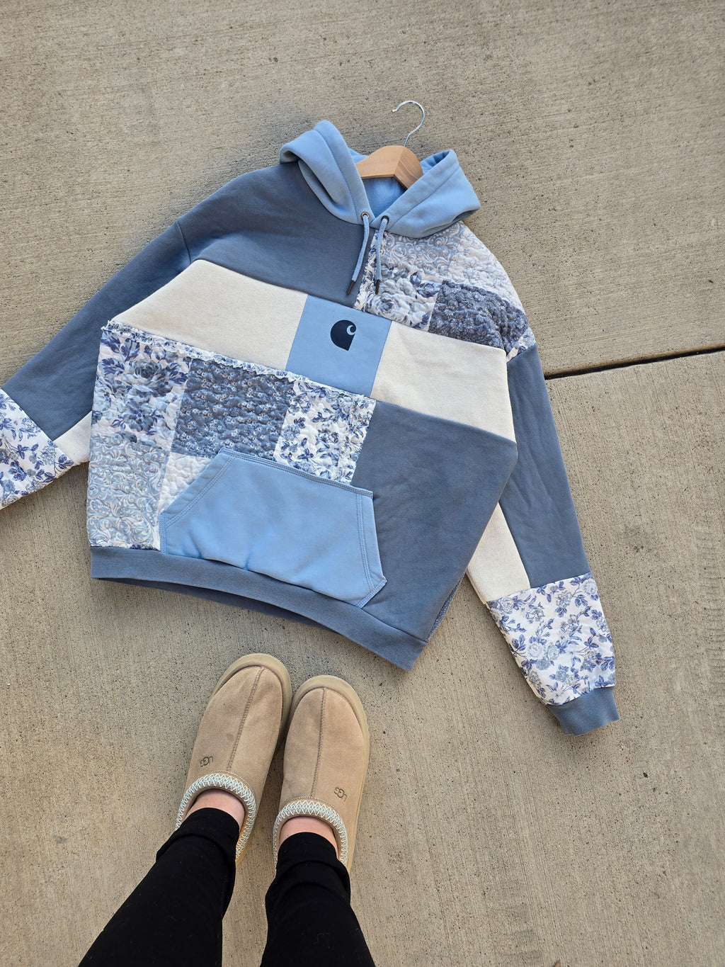Seaside Florals Patchwork Hoodie 🌊🌸 (XL)
