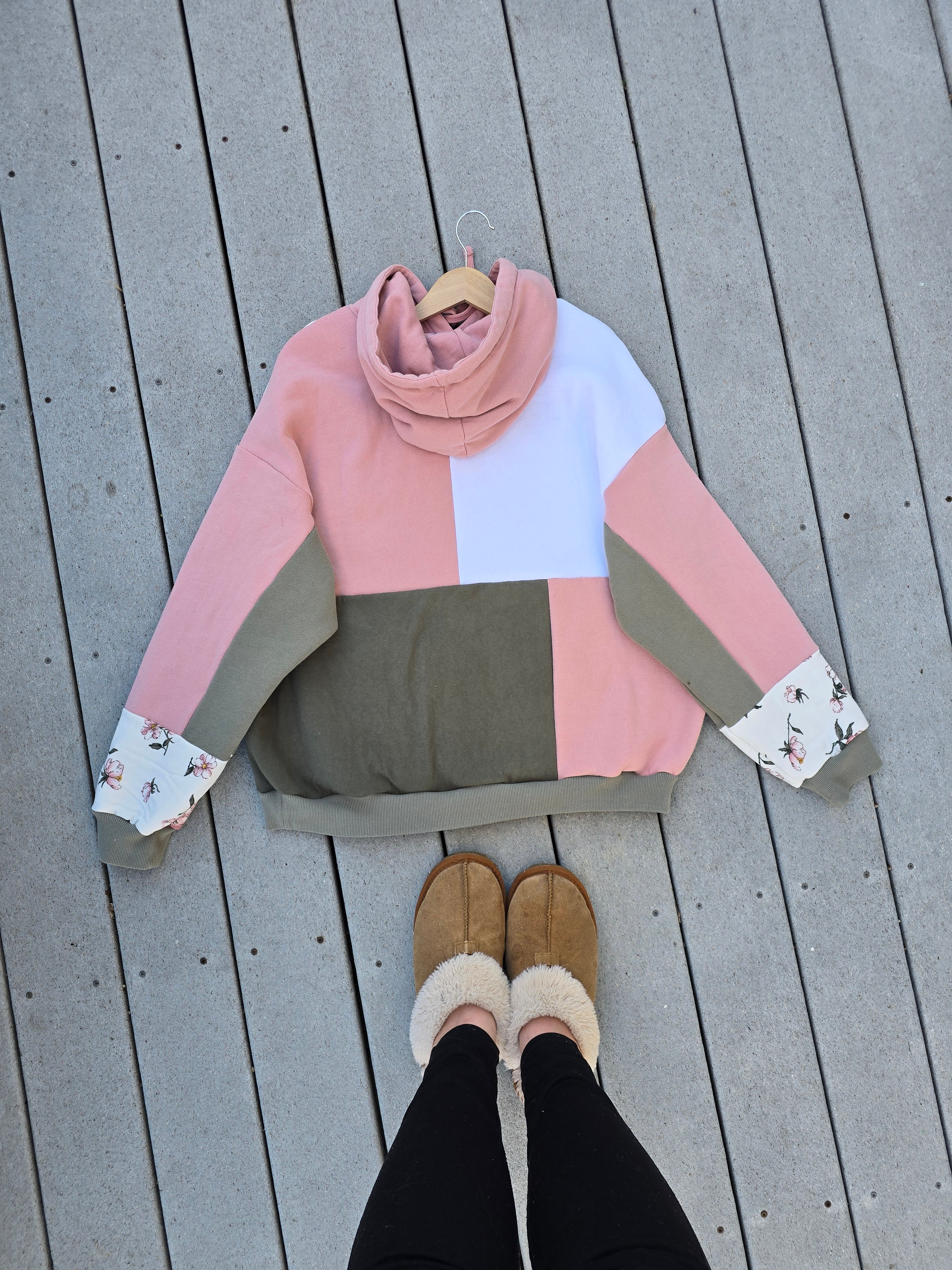Sage Blossom Patchwork Hoodie (XL)