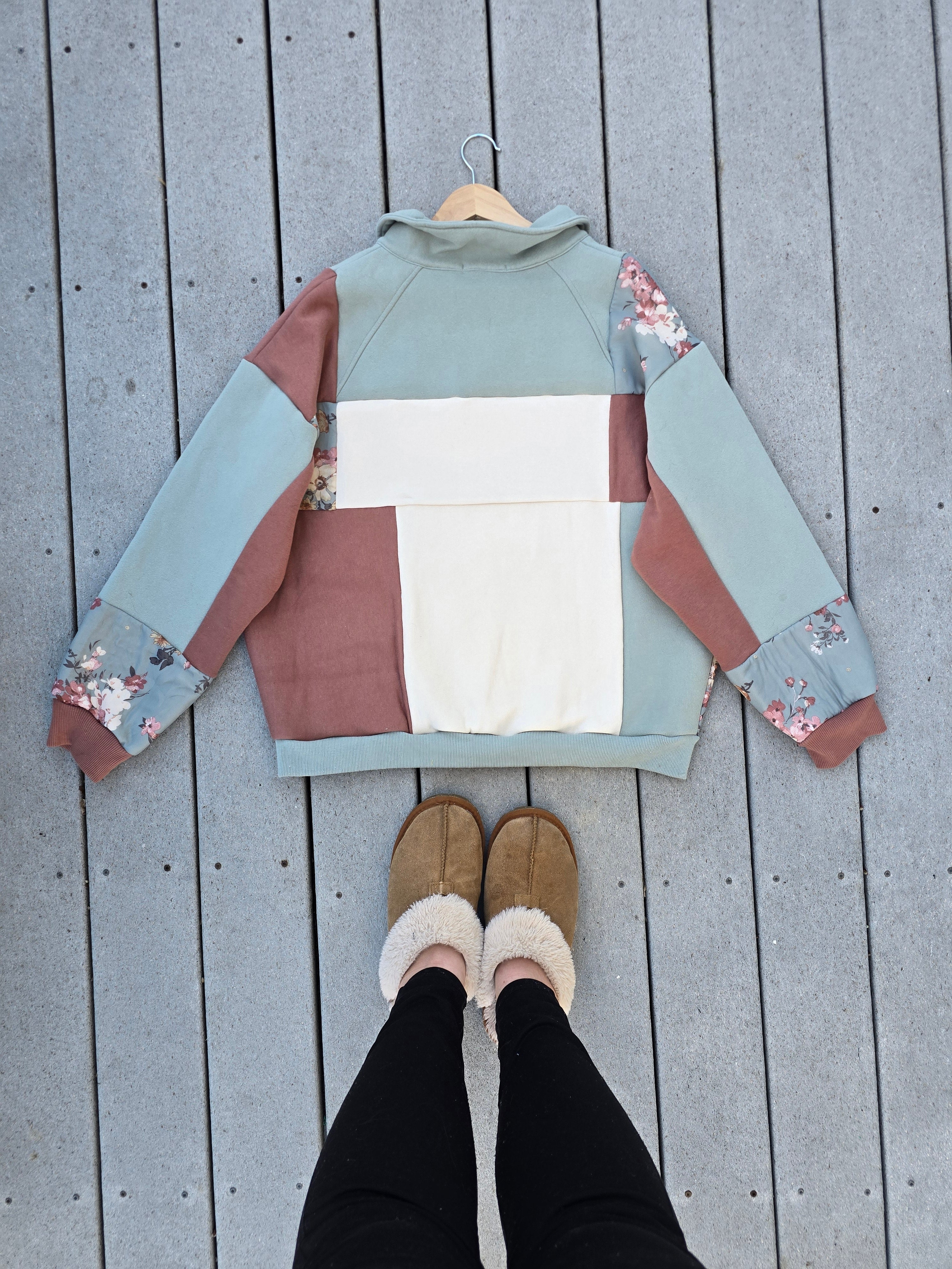 Dusty Rose Patchwork Quarter Zip (L)