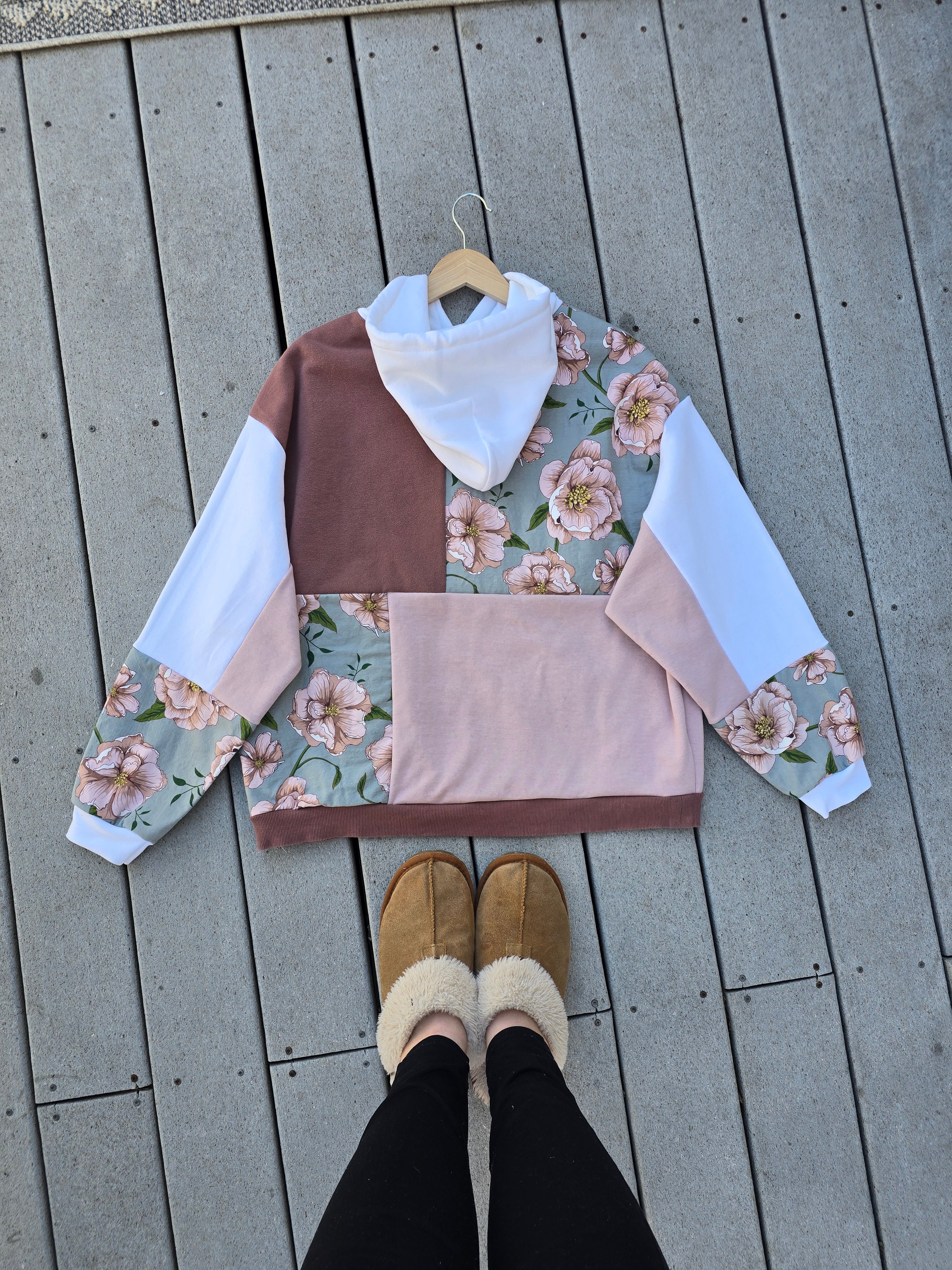 Dusty Rose Patchwork Hoodie (L)