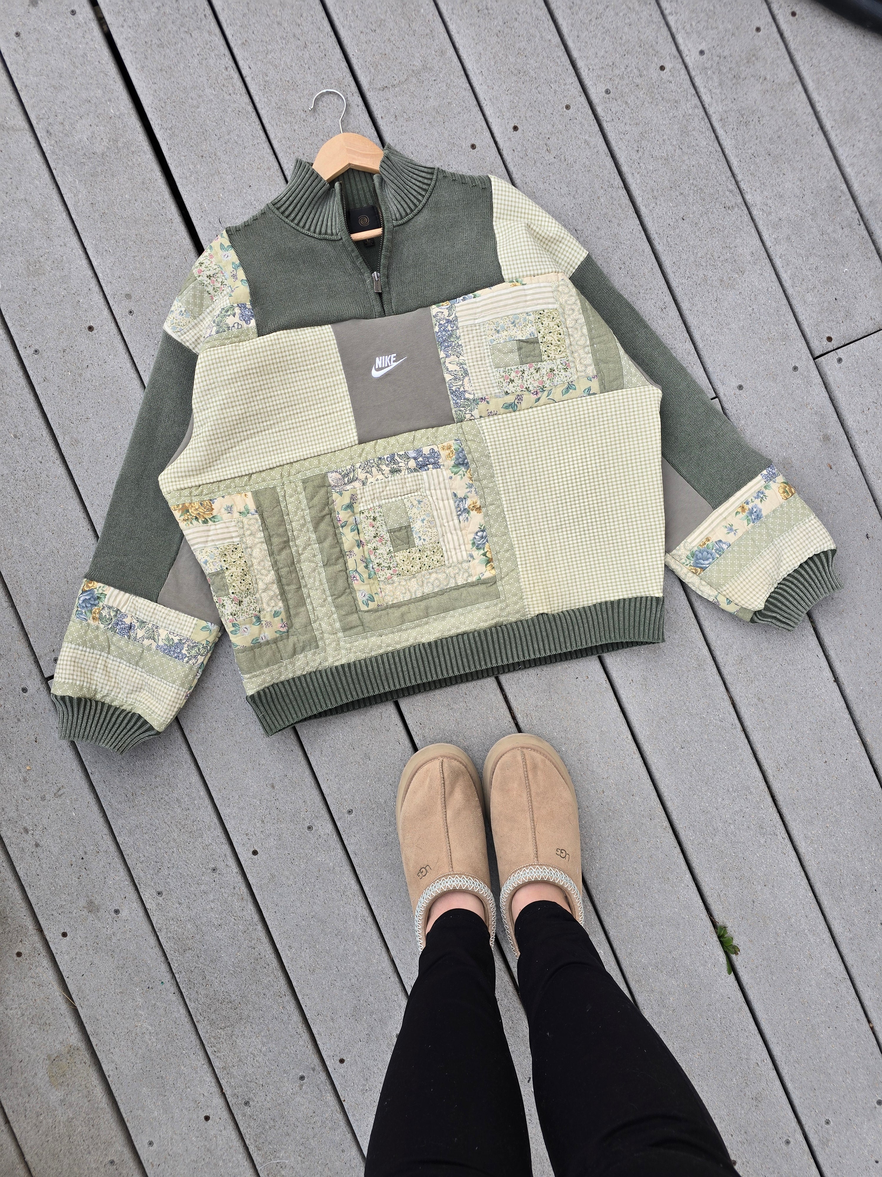 Sage & Wildflowers Patchwork Quarter Zip (XL)