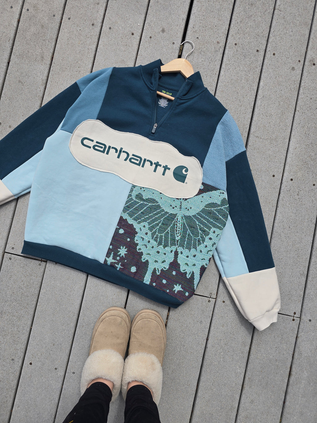 Midnight Garden Butterfly Patchwork Quarter Zip (XL)