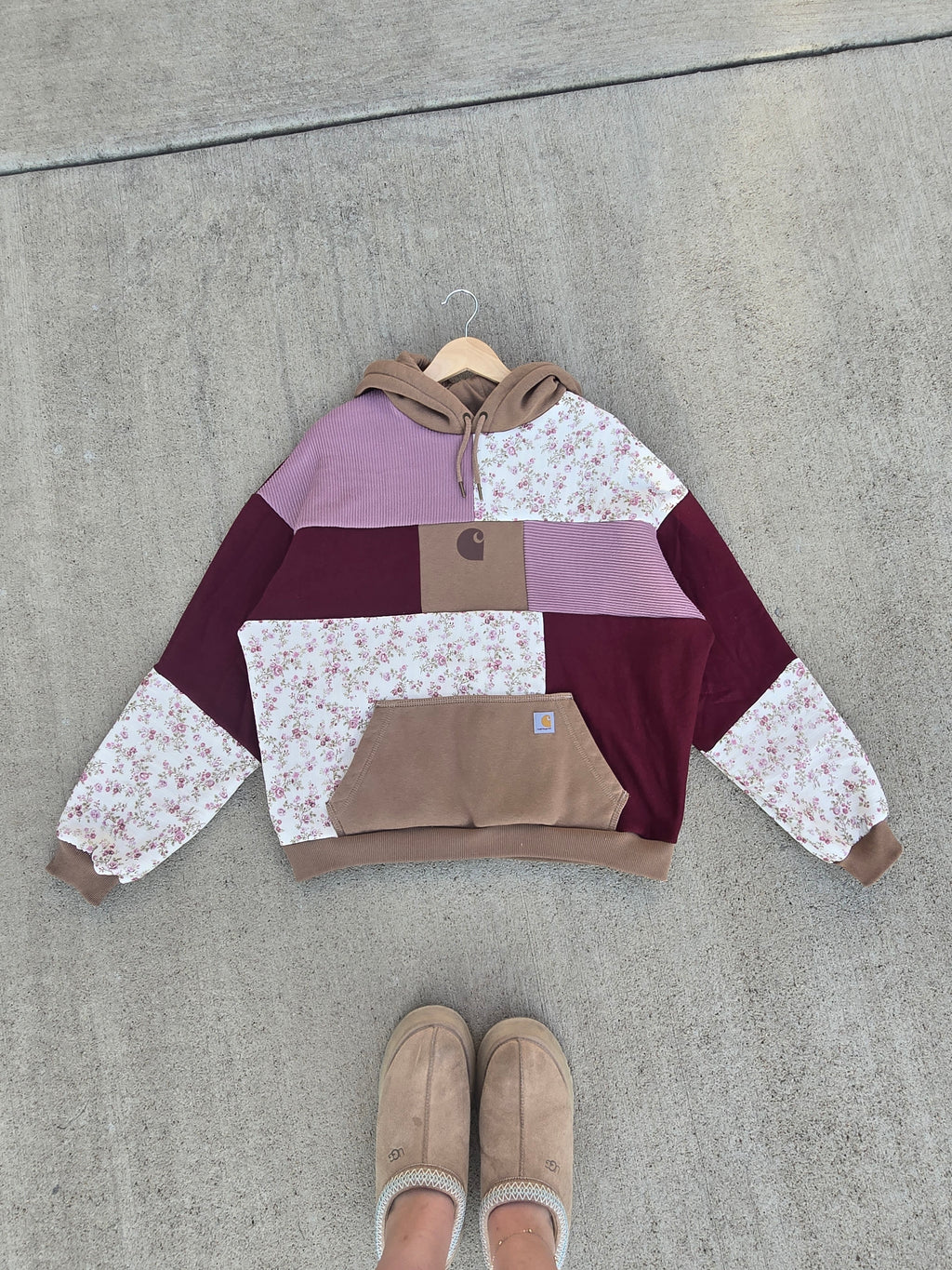 Wine & Wildflowers Patchwork Hoodie ✨️ (L/XL)