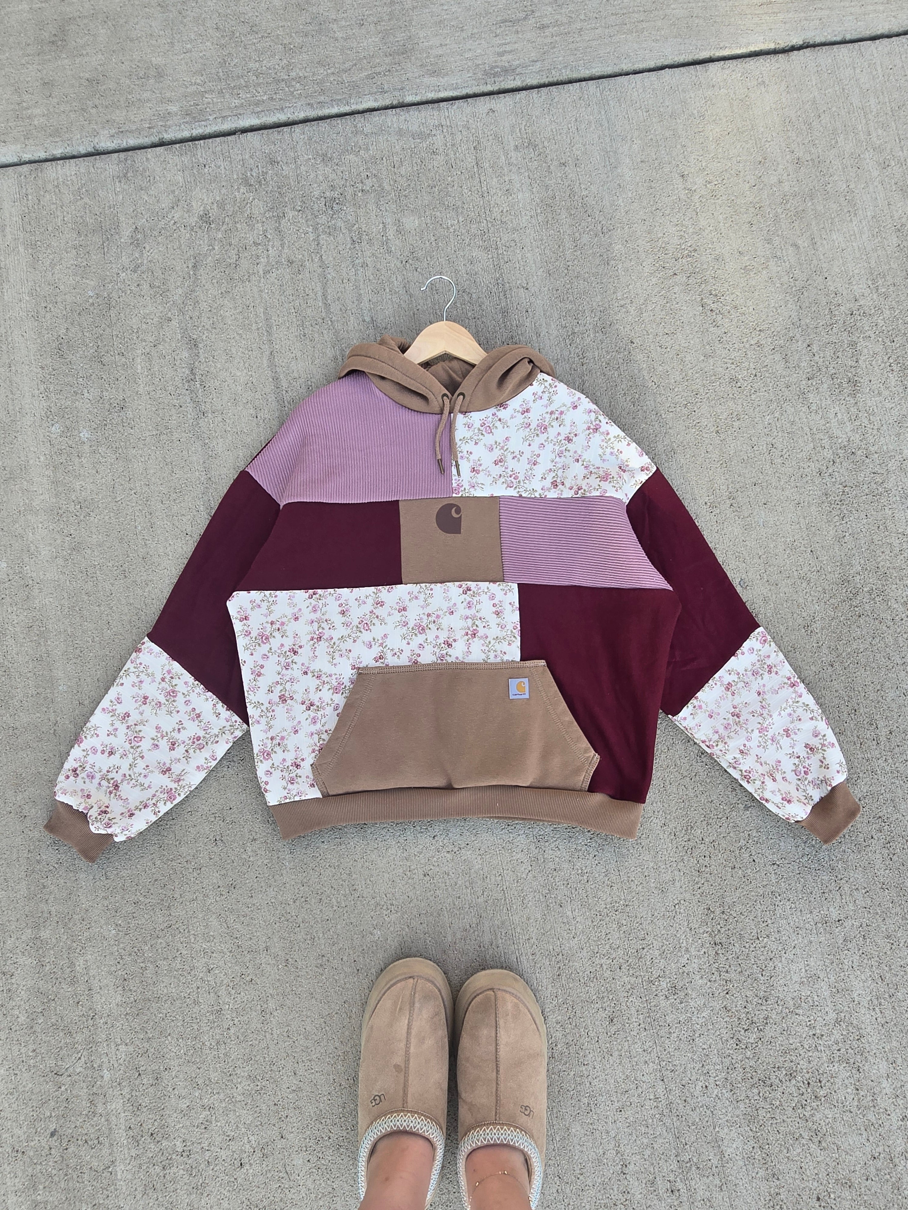 Wine & Wildflowers Patchwork Hoodie ✨️ (L/XL)