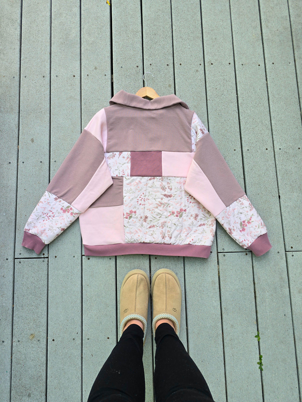 Blush Blossom Patchwork Quarter Zip (L)