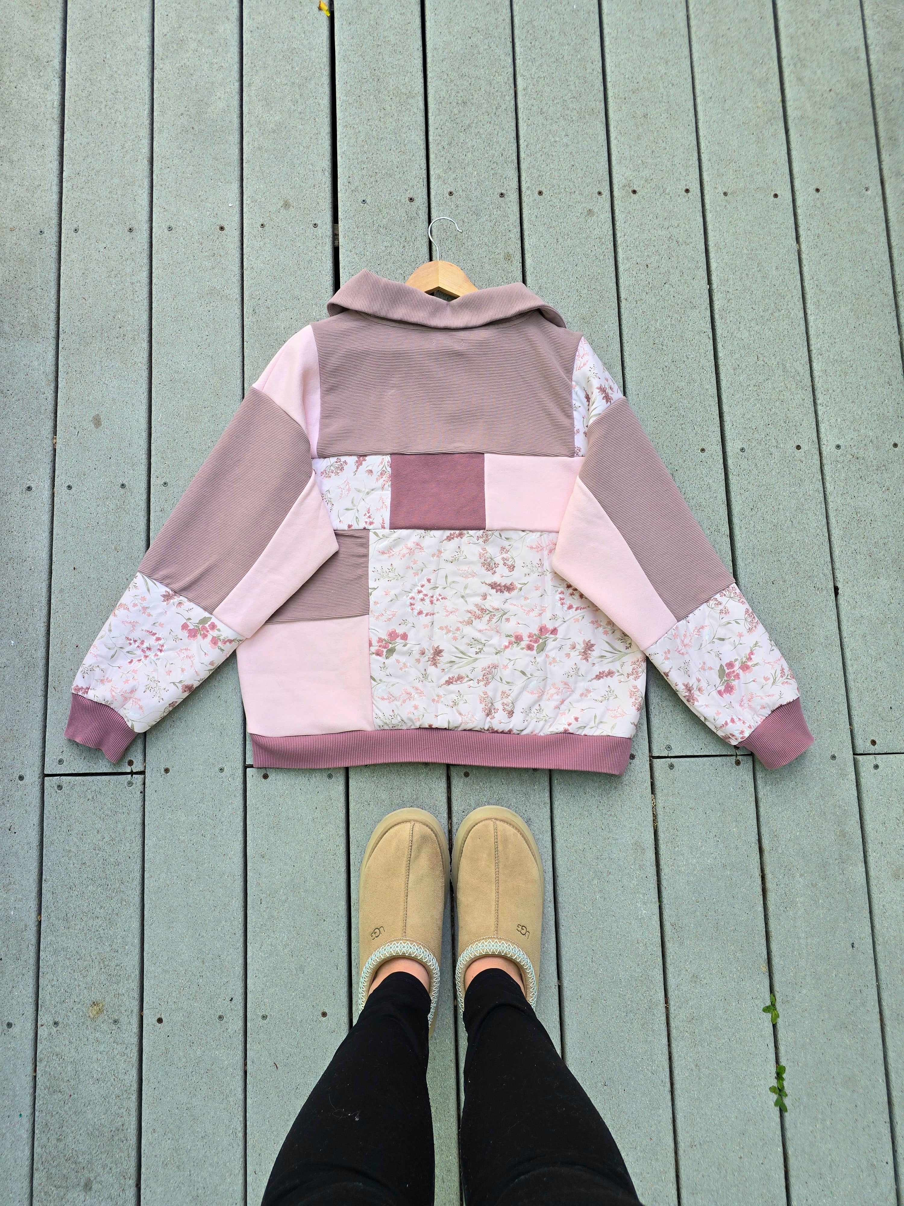 Blush Blossom Patchwork Quarter Zip (L)