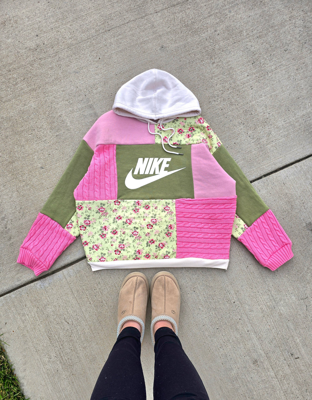 Strawberry Matcha Patchwork Hoodie (XL)