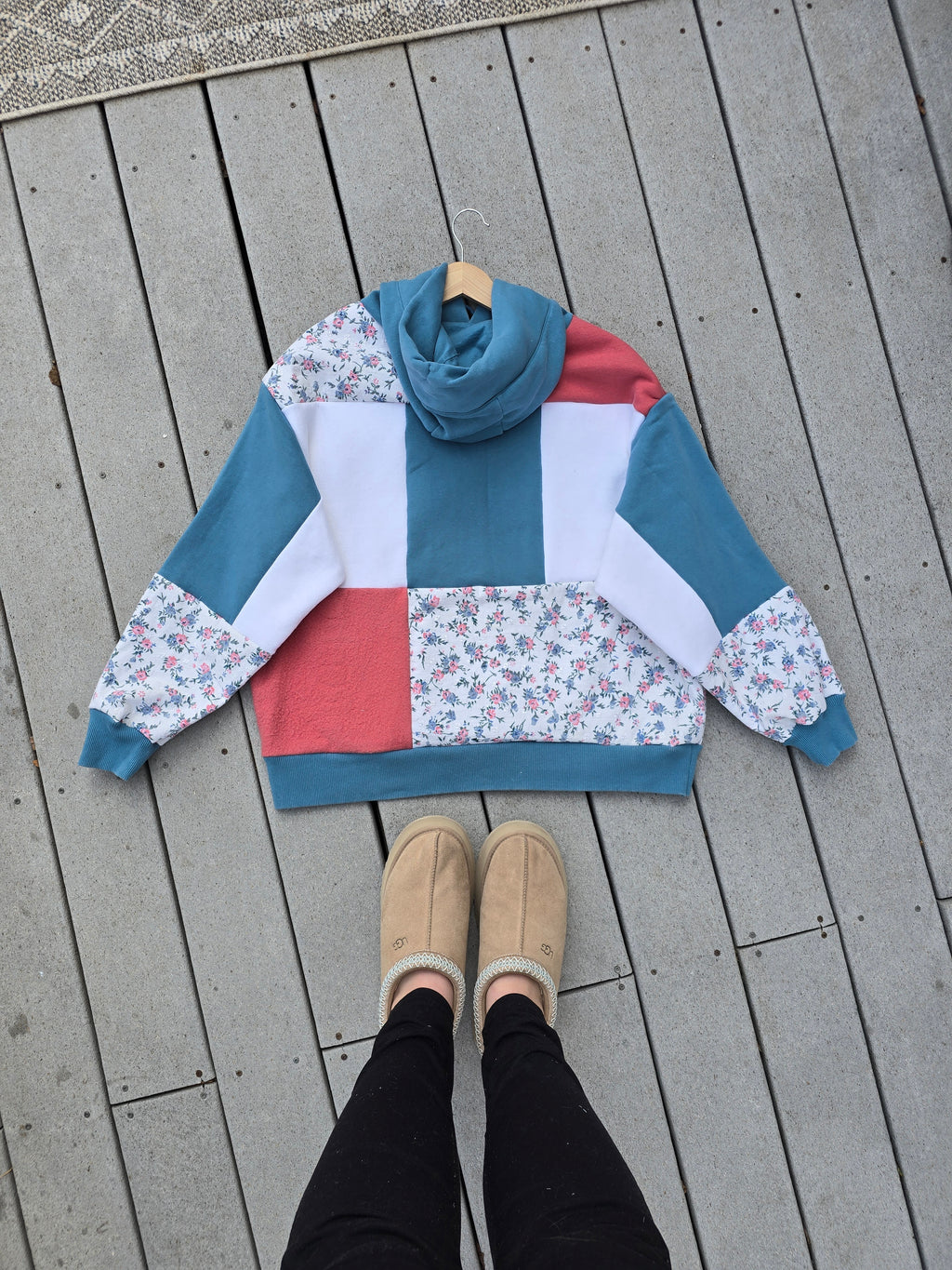 Sunset Bloom Patchwork Hoodie (XL)