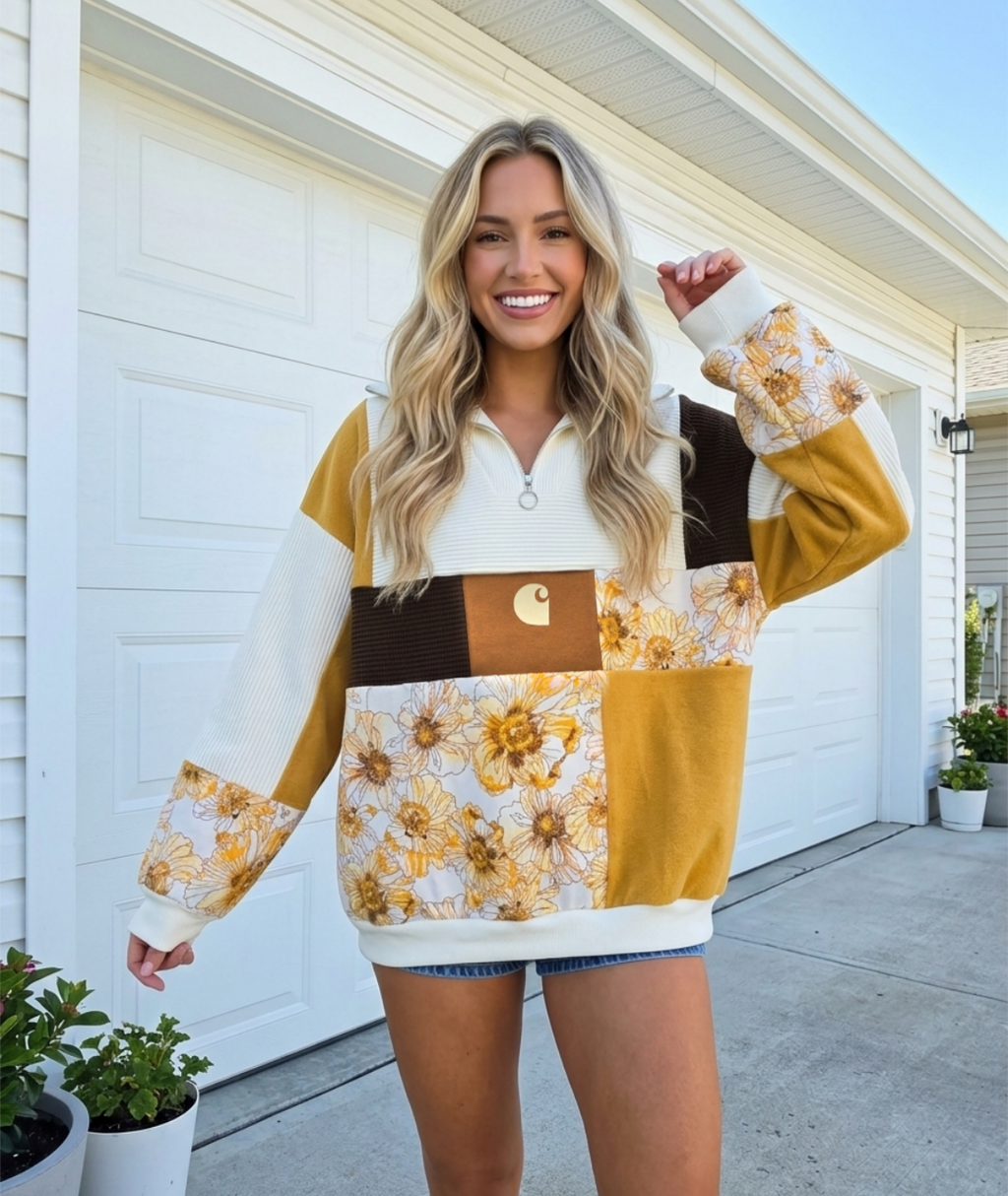 Golden Hour Patchwork Quarter Zip (L)