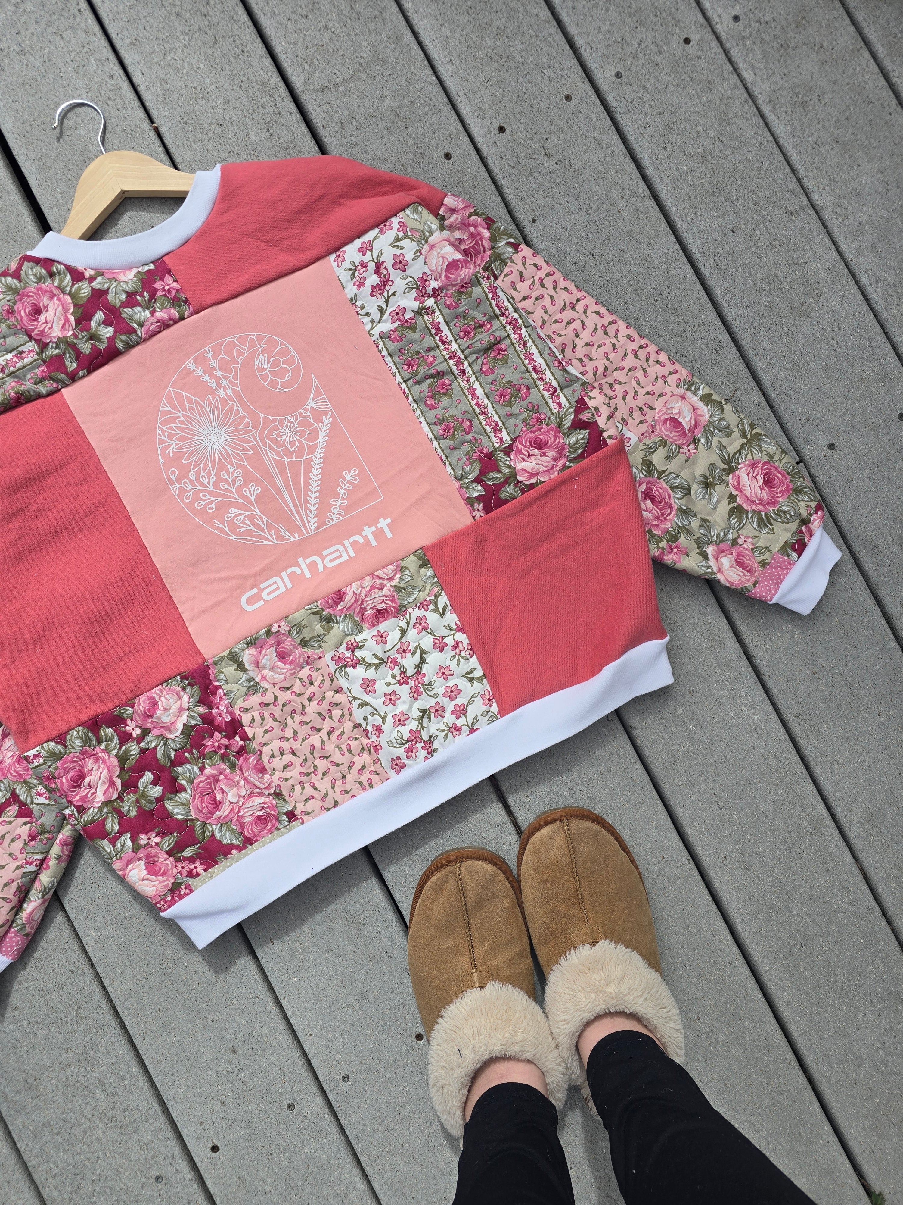 Blush & Bloom Patchwork Crewneck (L)