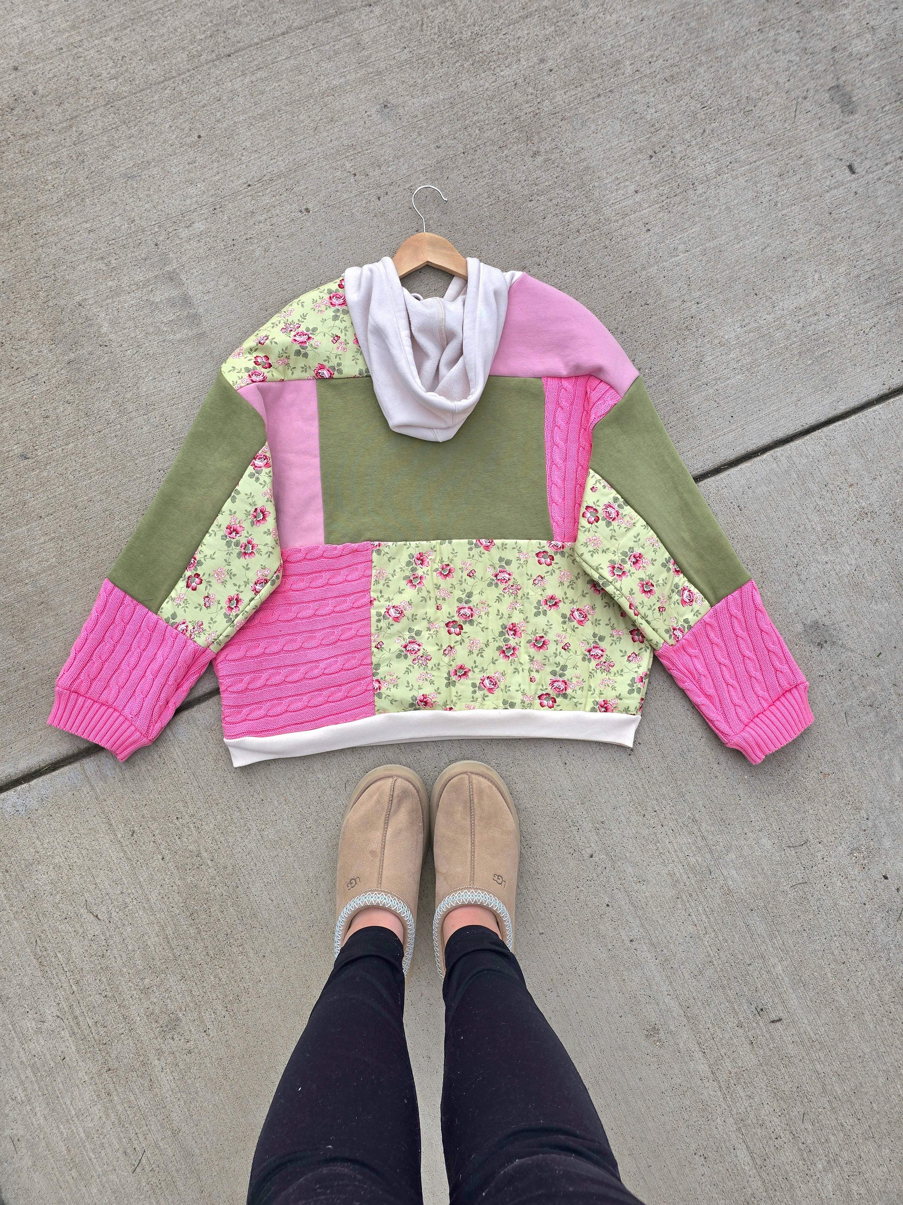 Strawberry Matcha Patchwork Hoodie (XL)