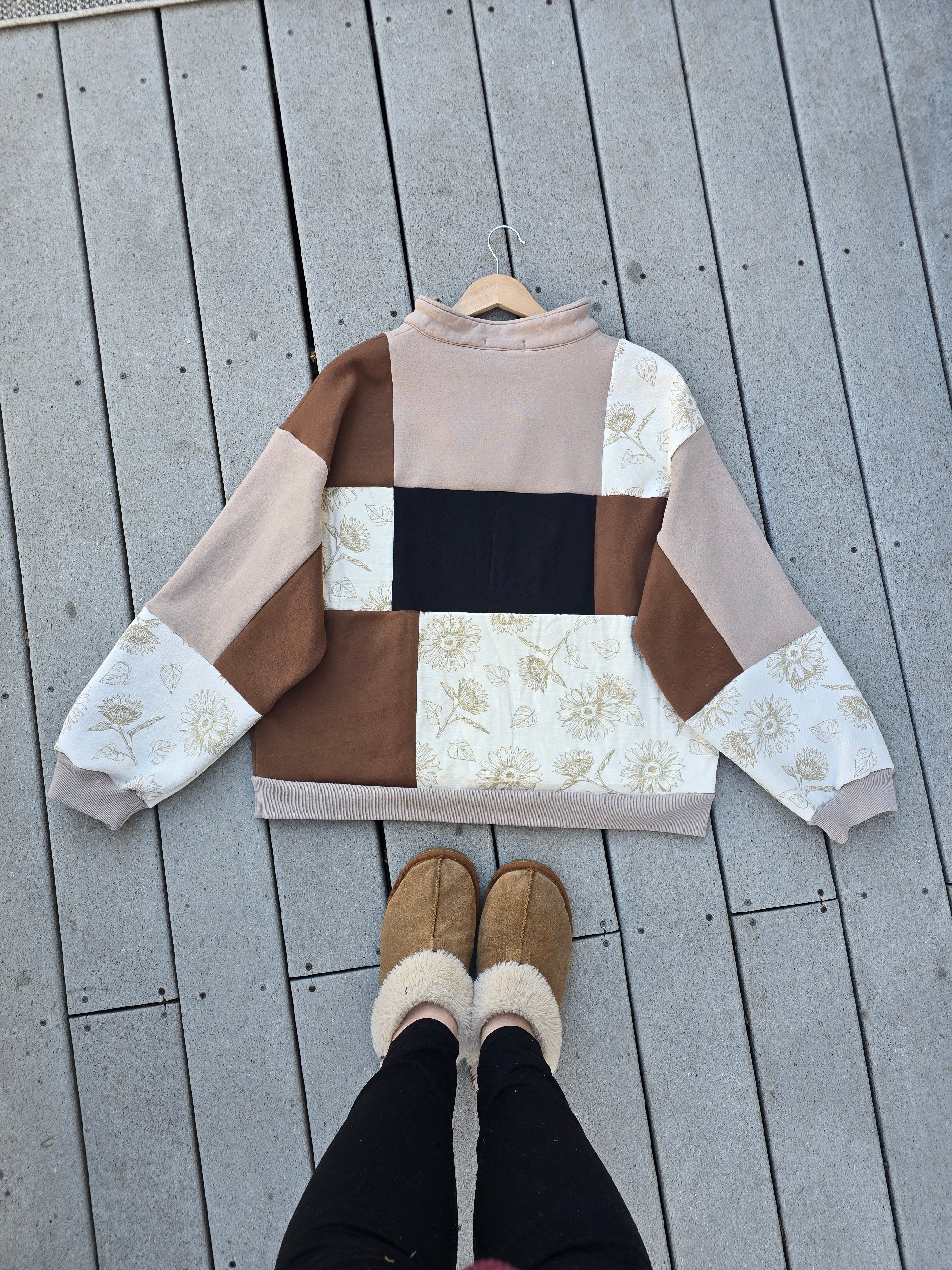 Sunflower Fields Patchwork Quarter Zip (L)