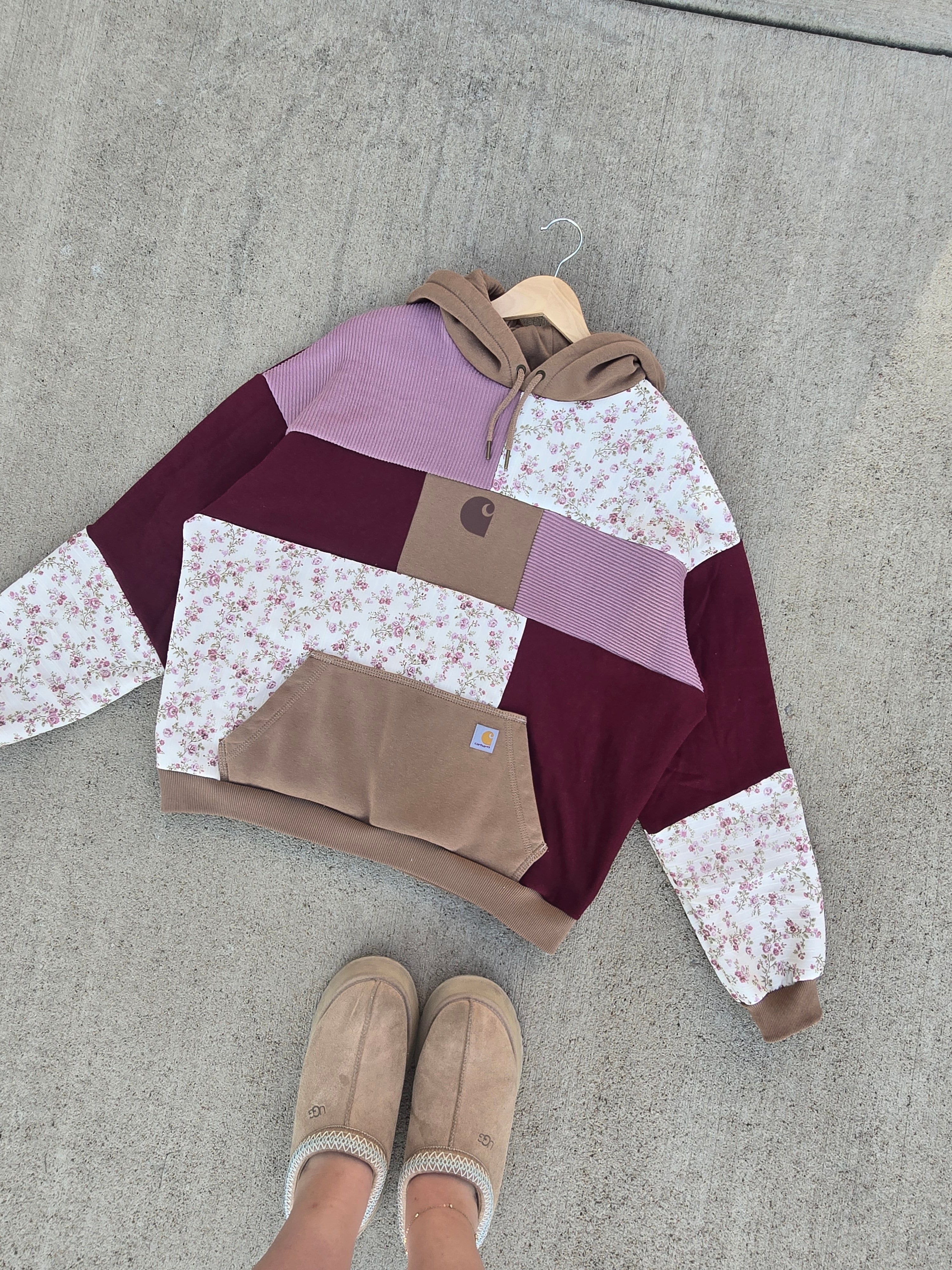Wine & Wildflowers Patchwork Hoodie ✨️ (L/XL)