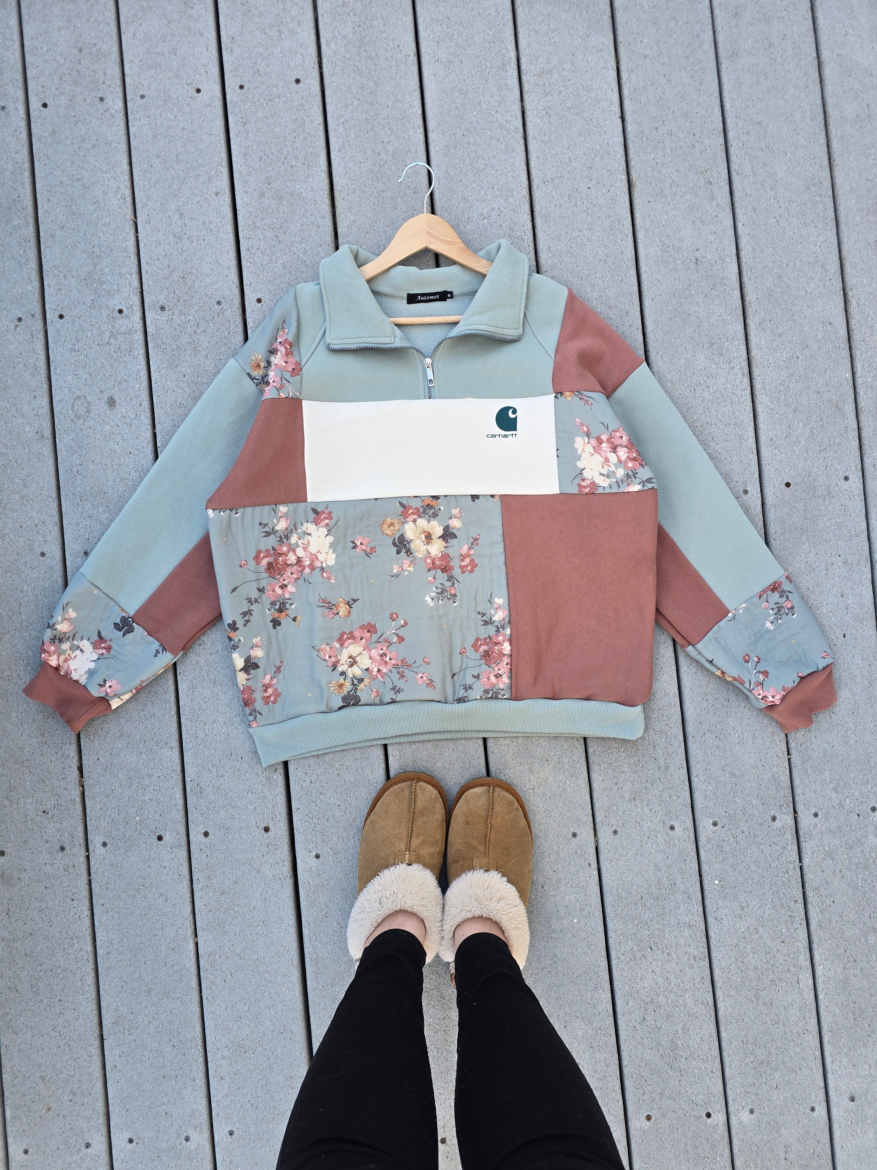 Dusty Rose Patchwork Quarter Zip (L)