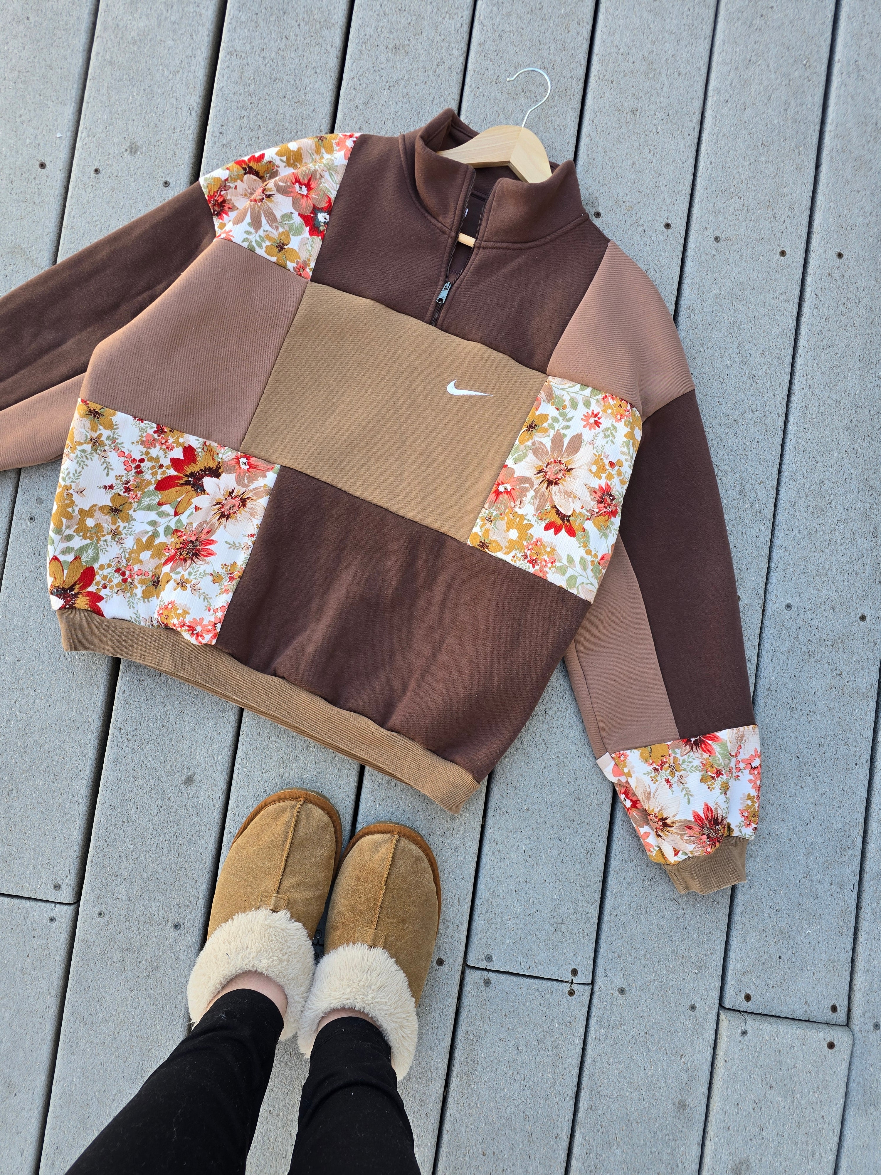 Woodland Daisy Patchwork Hoodie (L)